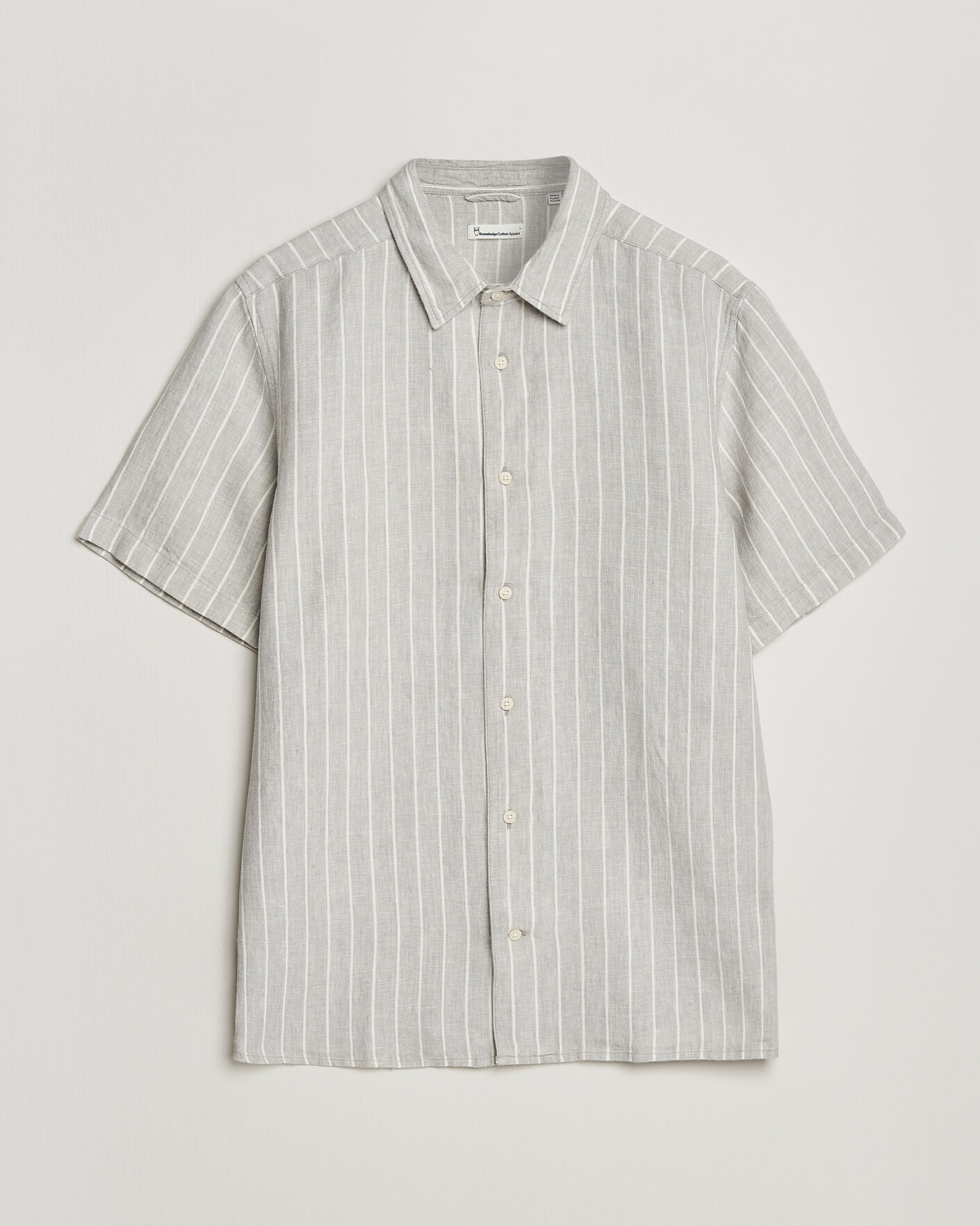 Heren | Overhemden | KnowledgeCotton Apparel | Striped Linen Resort Shirt Grey
