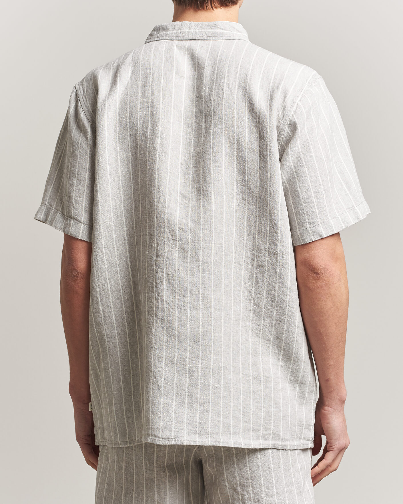 Heren | Overhemden | KnowledgeCotton Apparel | Striped Linen Resort Shirt Grey