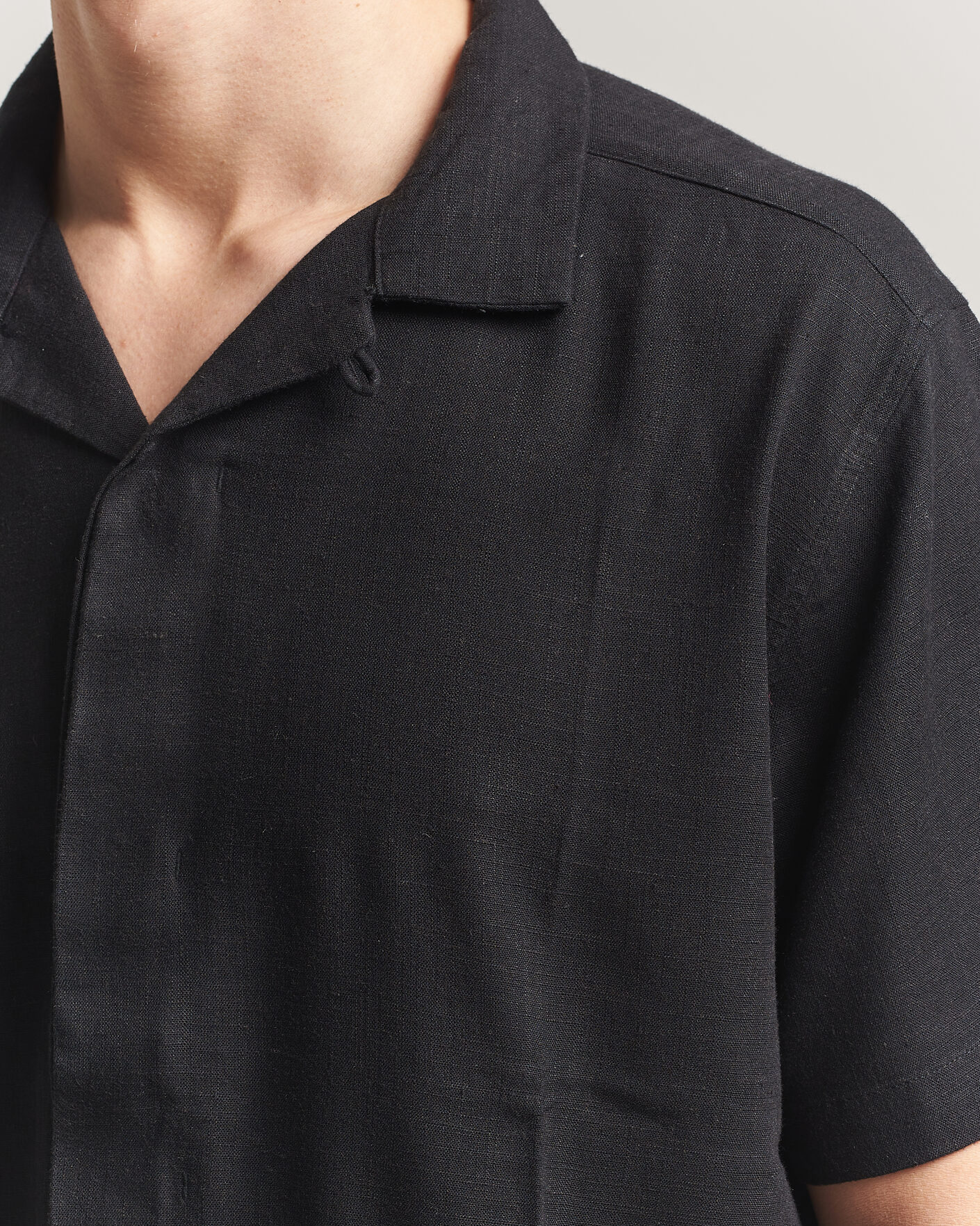 Heren | Overhemden | KnowledgeCotton Apparel | Linen/Lyocell Resort Shirt Black