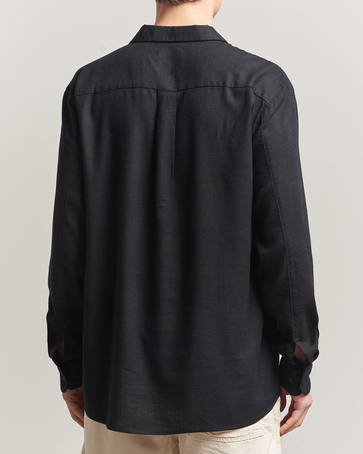 Heren | Overhemden | KnowledgeCotton Apparel | Linen/Lycell Relaxed Long Sleeve Shirt Black