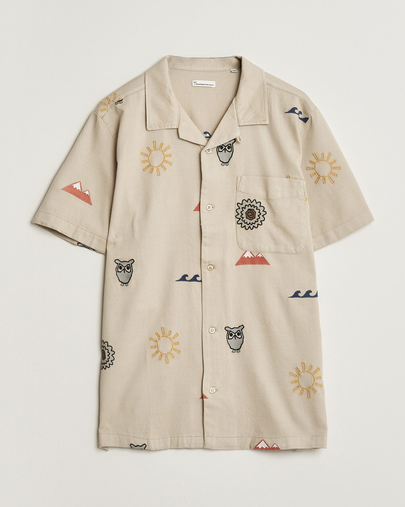 Heren | Overhemden | KnowledgeCotton Apparel | Relaxed Embroidery Shirt Light Feather Grey