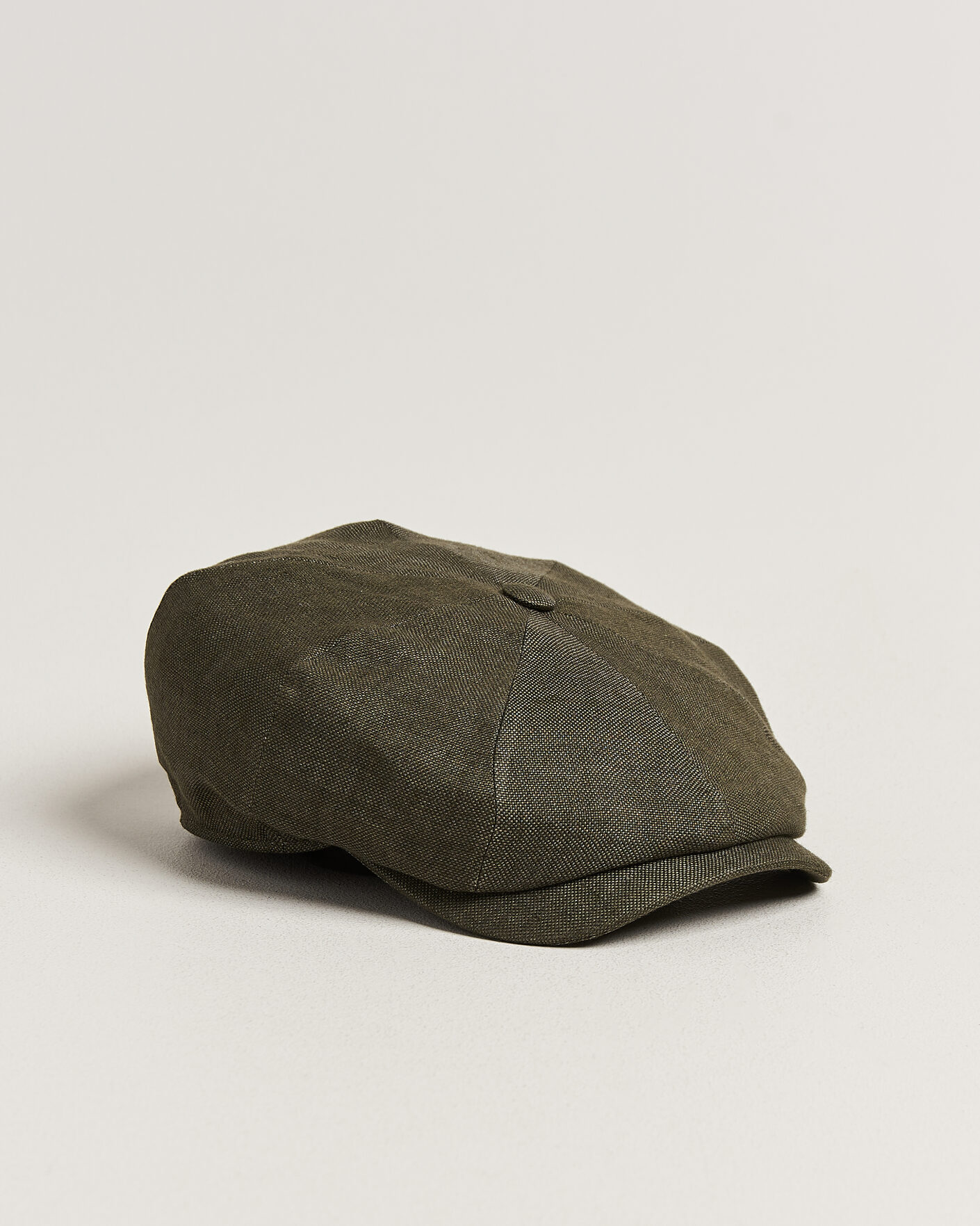 Heren | Hoeden en petten | Wigéns | Newsboy Retro Hopsack Linen Cap Dark Olive