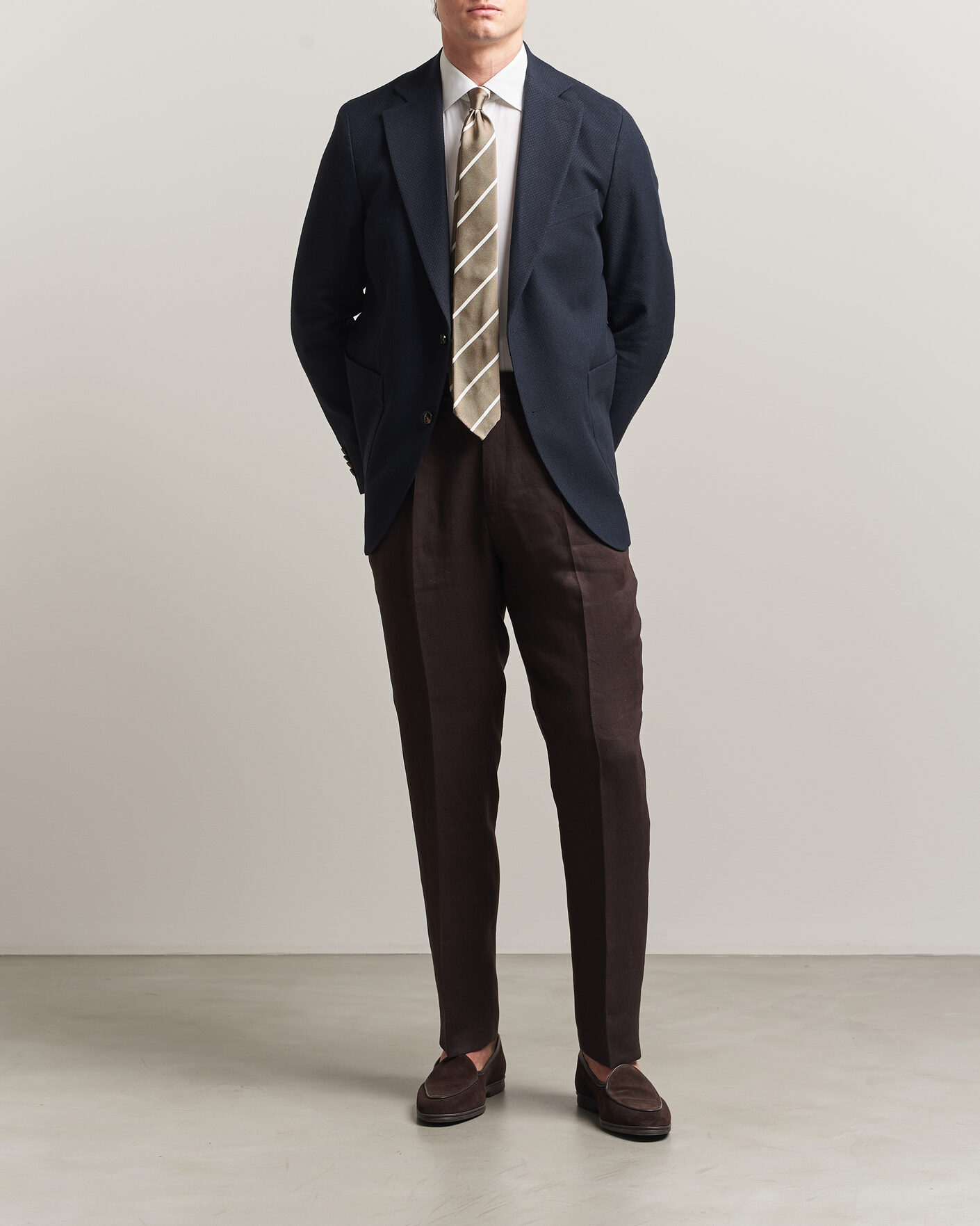Heren | Blazers | Oscar Jacobson | Fogerty Patch Structure Cotton Blazer Navy
