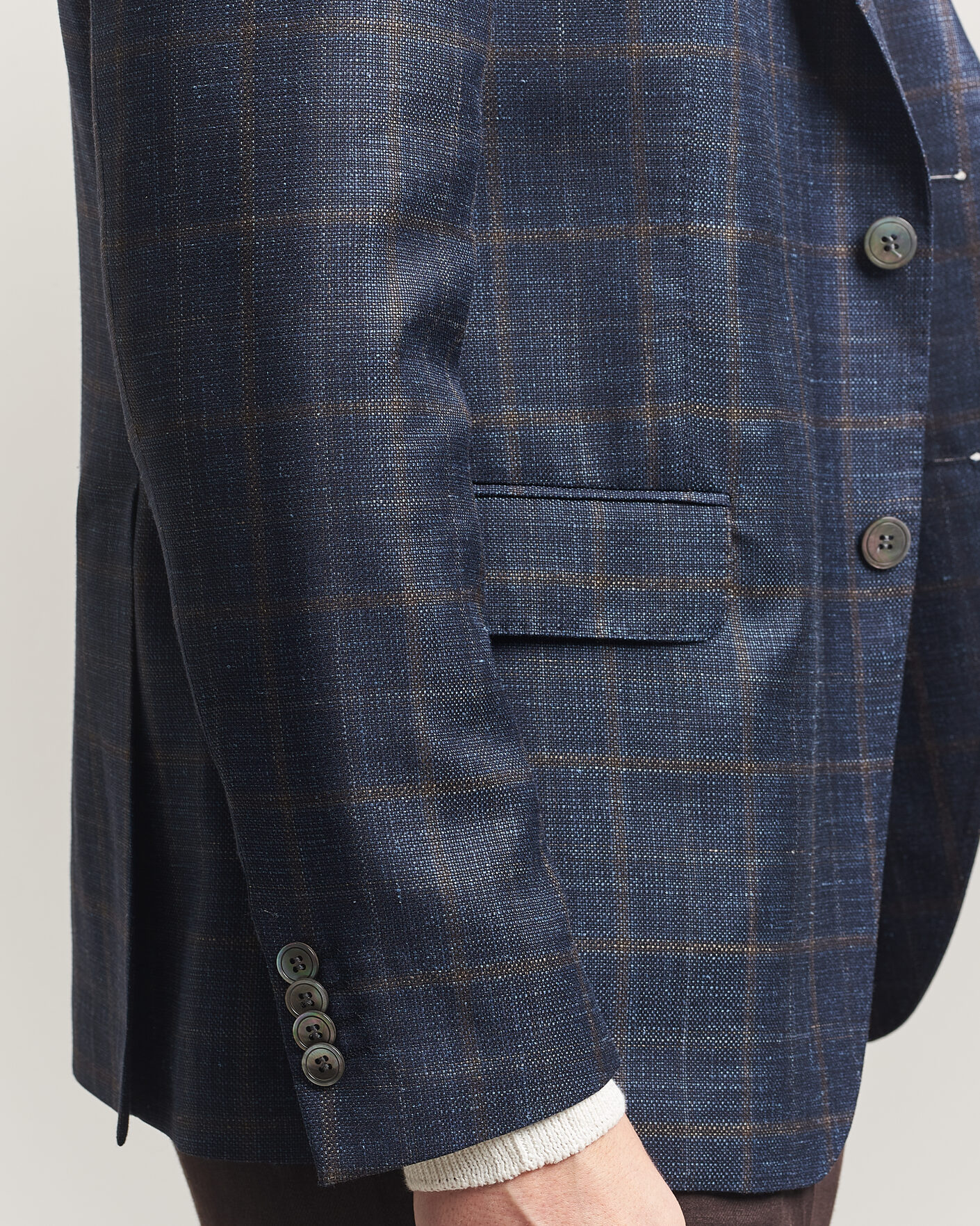 Heren | Blazers | Oscar Jacobson | Ferry Patch Loro Piana Summertime Checked Blazer Navy