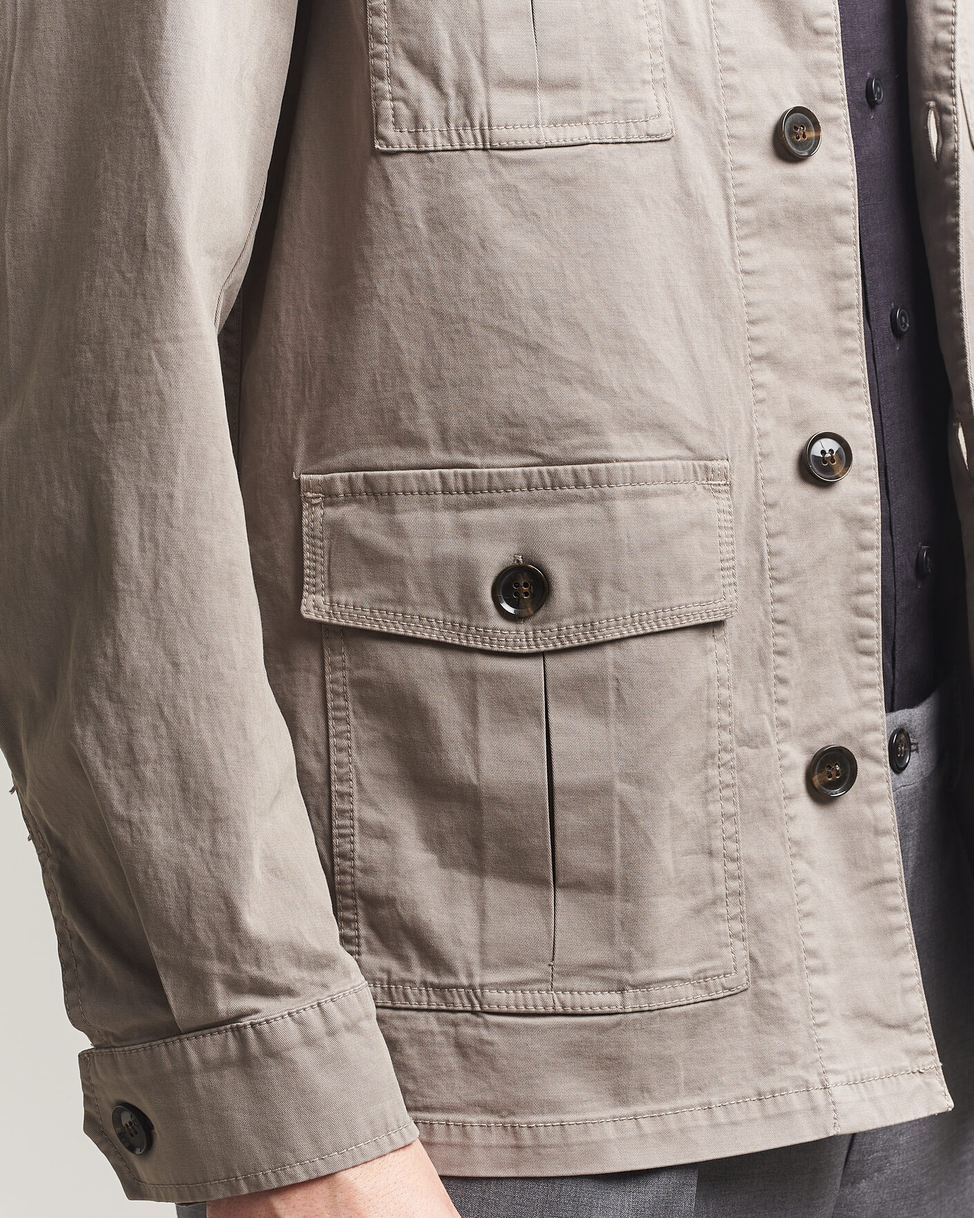Heren | Overhemden | Oscar Jacobson | Safari Cotton Shirt Jacket Grey