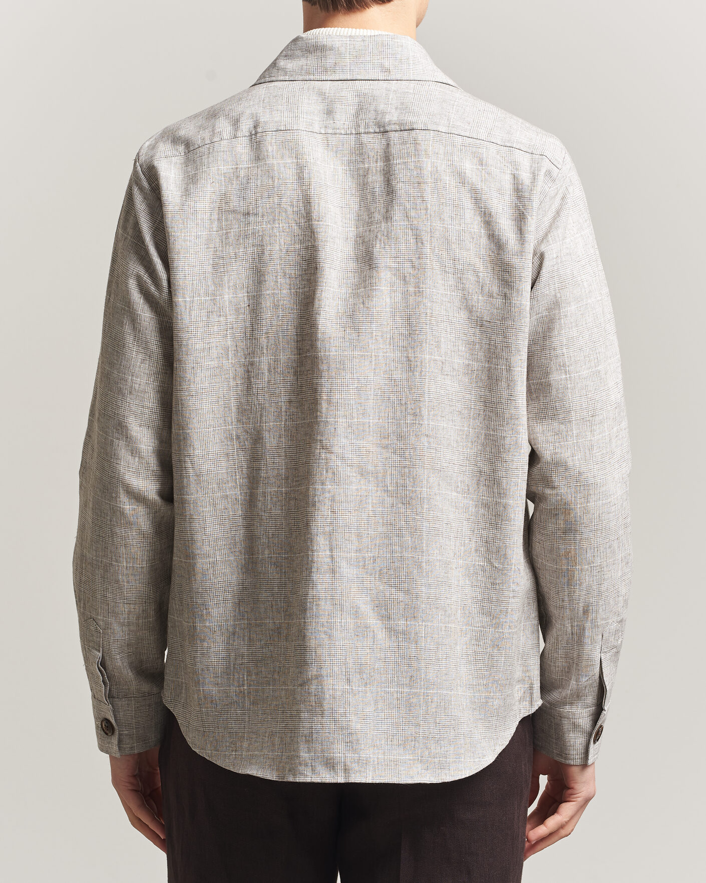 Heren | Overhemden | Oscar Jacobson | Magnus Checked Linen Overshirt Beige
