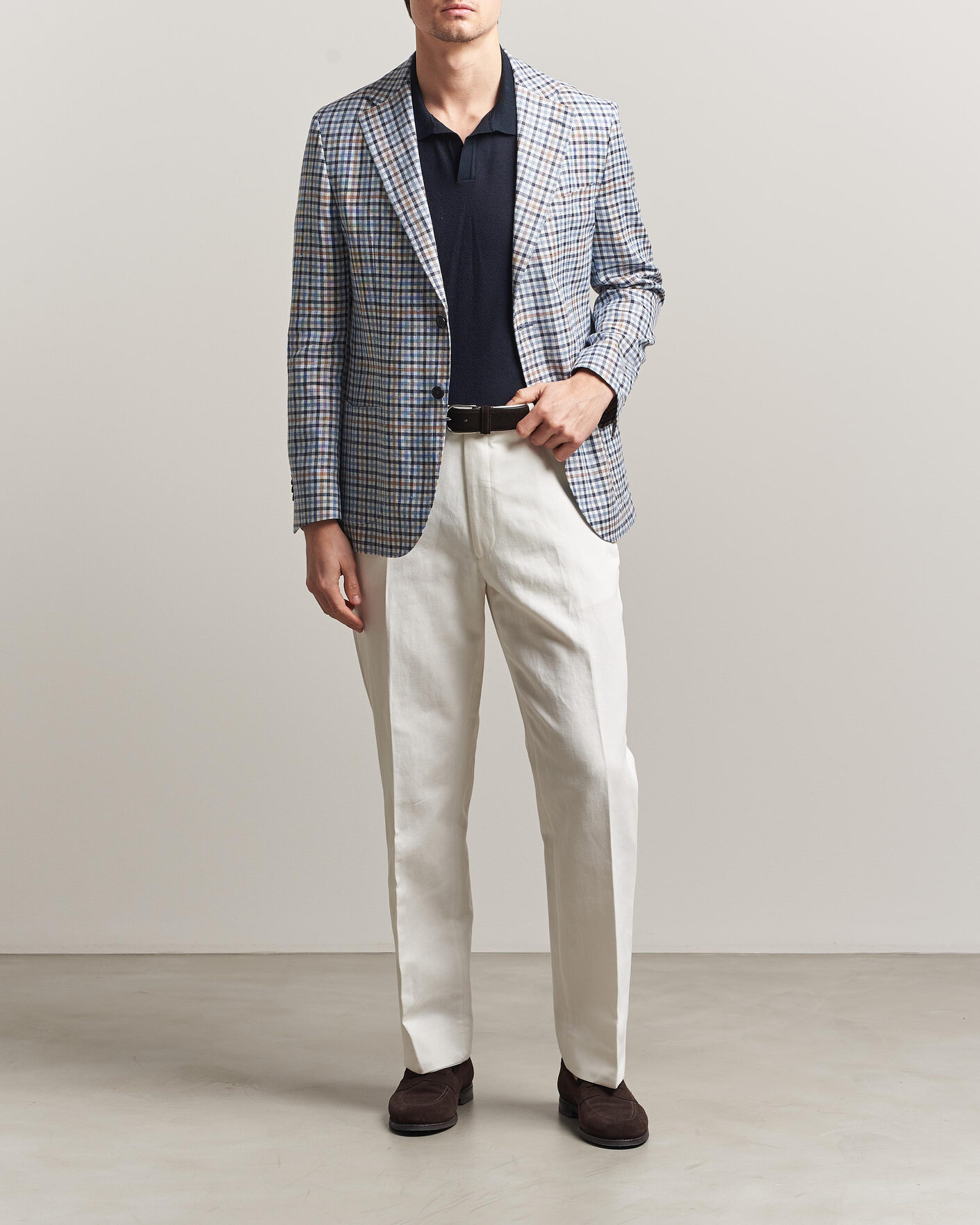 Heren | Broeken | Oscar Jacobson | Del Cotton/Linen Trousers White
