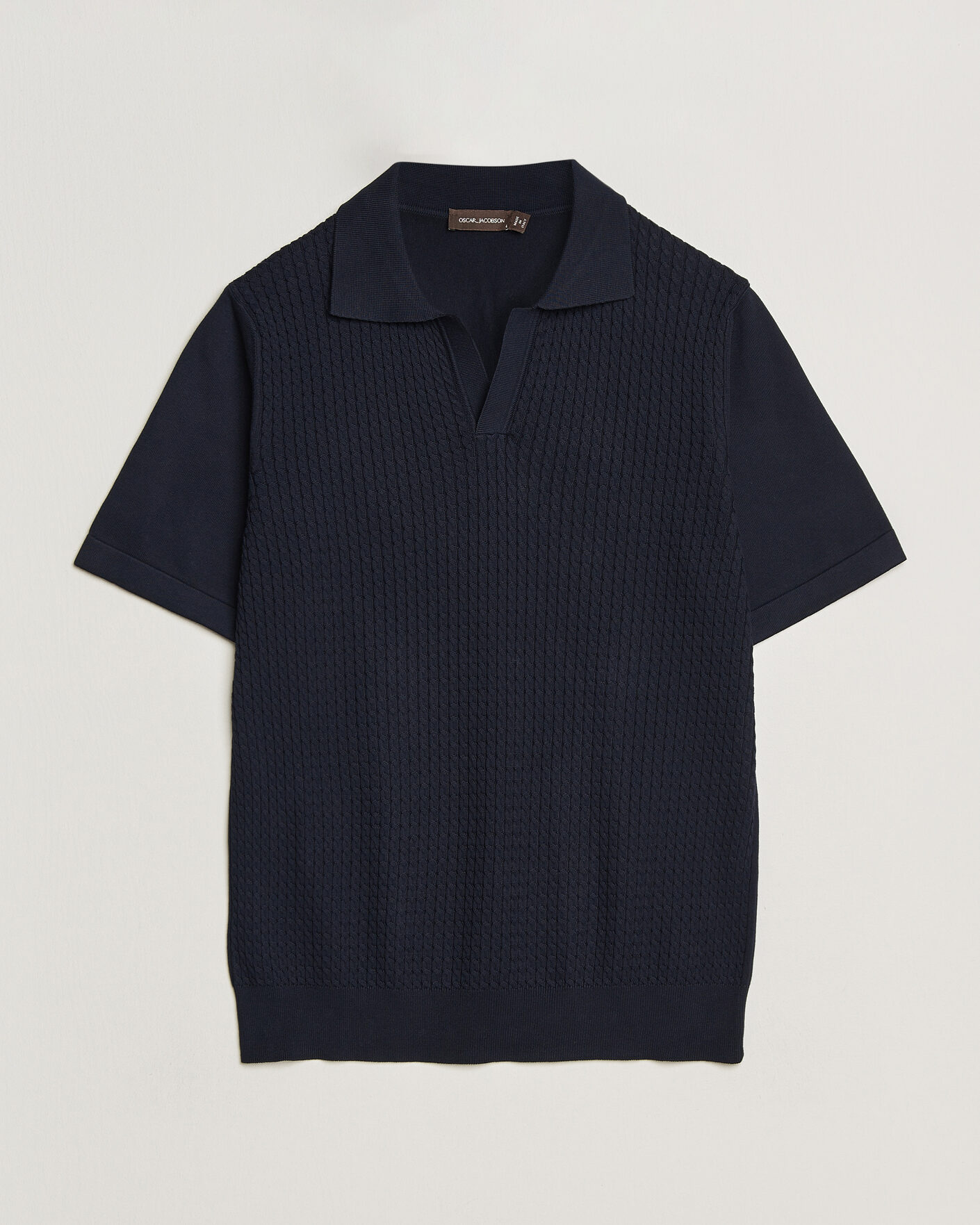 Heren | Polo's | Oscar Jacobson | Alf Structured Cotton Polo Navy