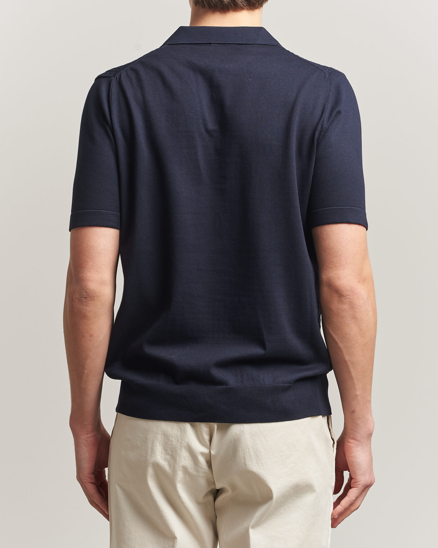 Heren | Polo's | Oscar Jacobson | Alf Structured Cotton Polo Navy