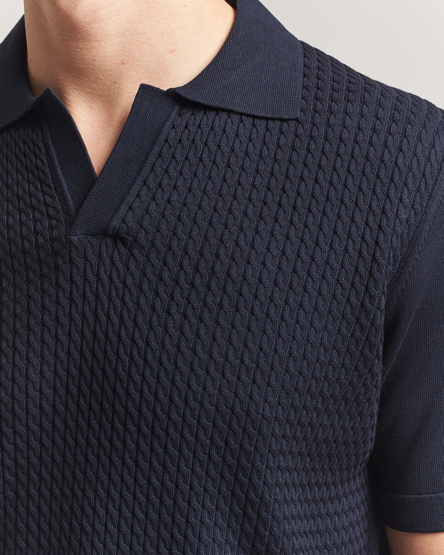 Heren | Polo's | Oscar Jacobson | Alf Structured Cotton Polo Navy