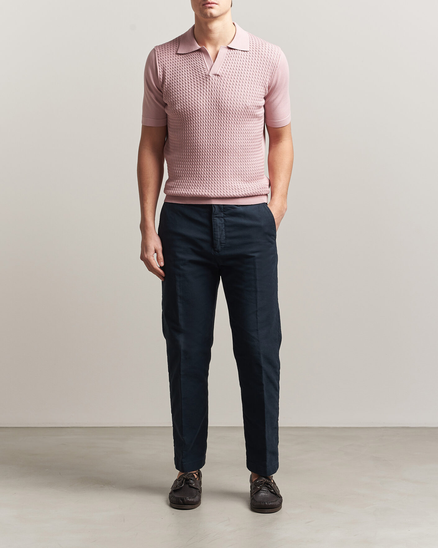 Heren | Polo's | Oscar Jacobson | Alf Structured Cotton Polo Pink