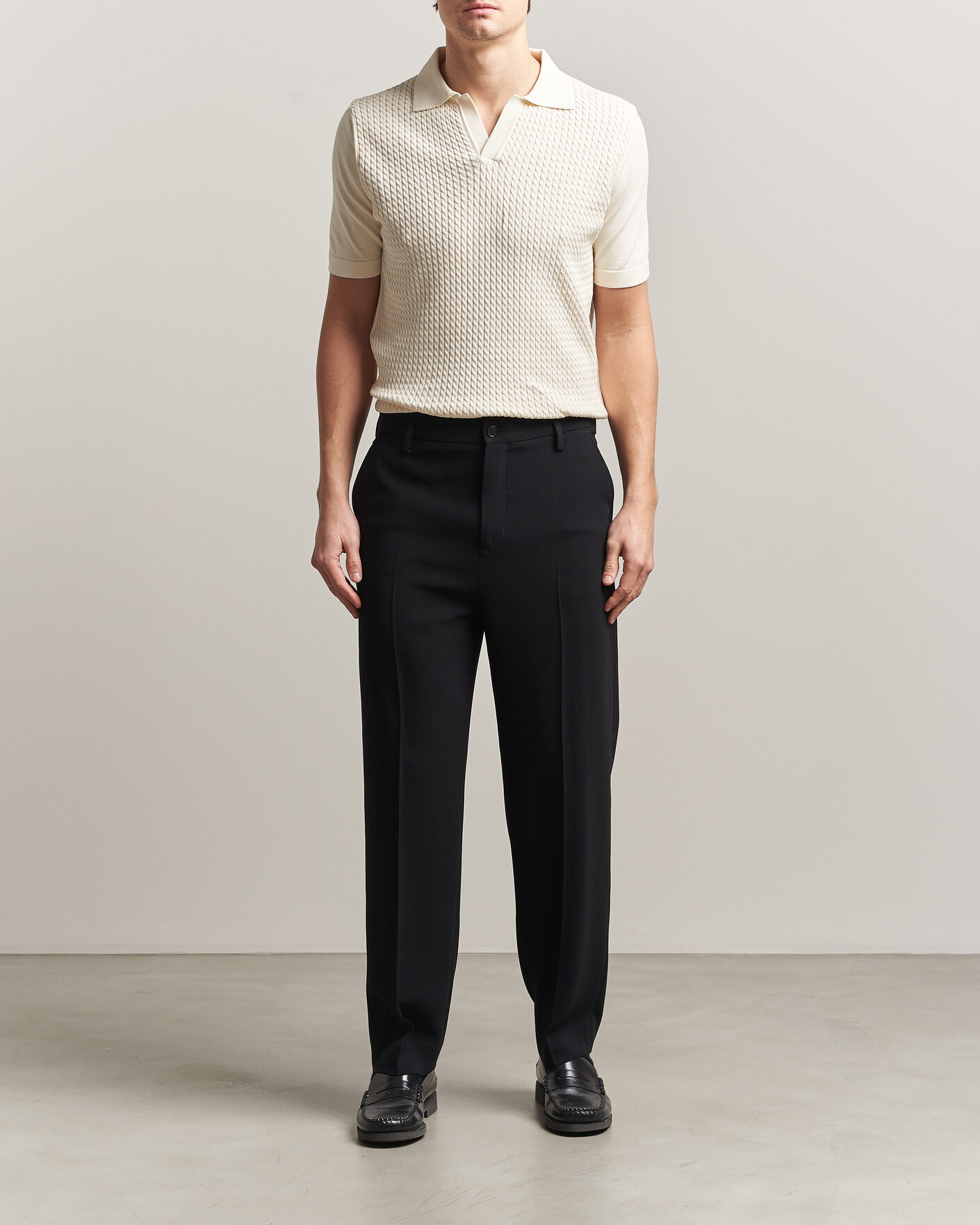 Heren | Polo's | Oscar Jacobson | Alf Structured Cotton Polo Off White