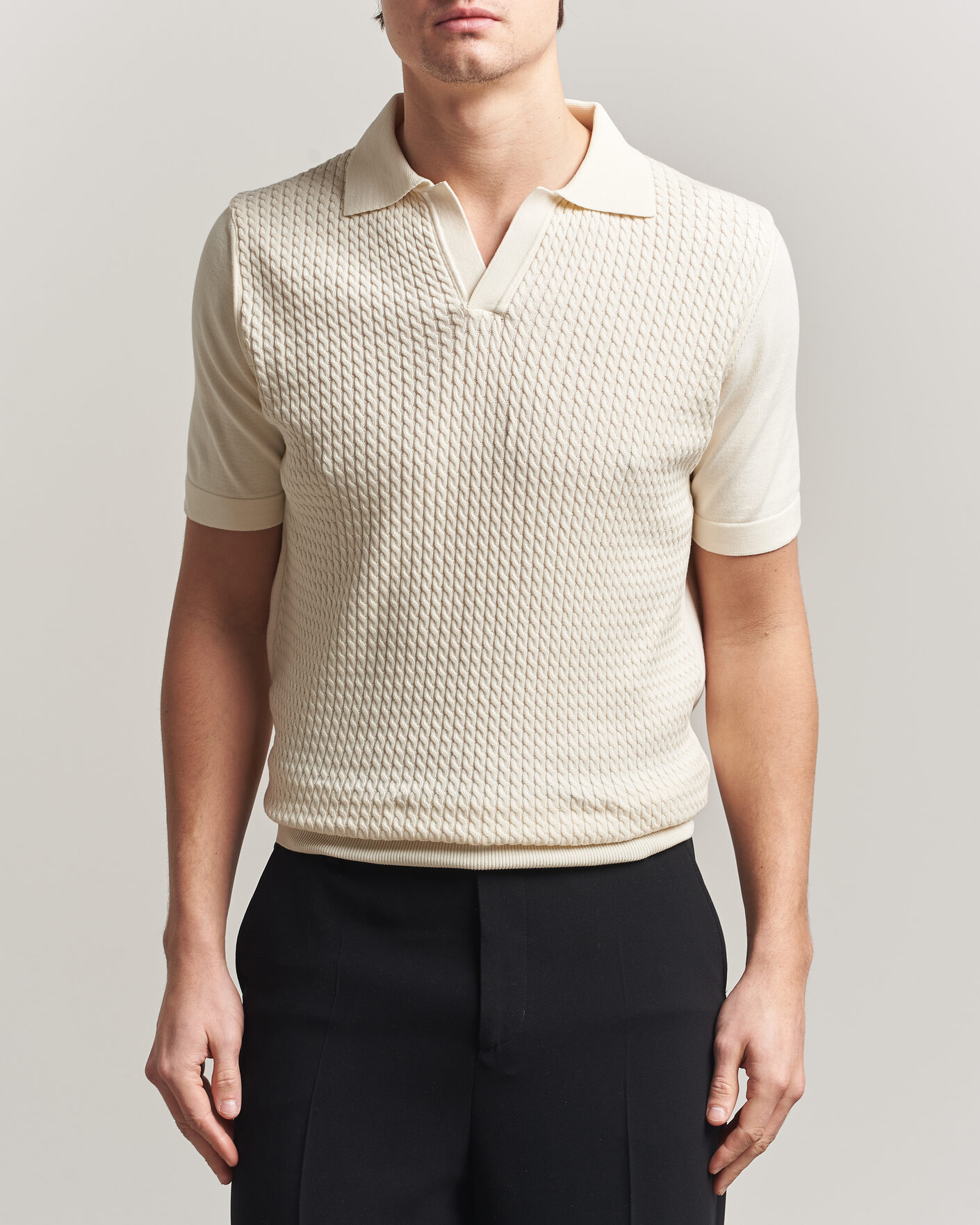 Heren | Polo's | Oscar Jacobson | Alf Structured Cotton Polo Off White