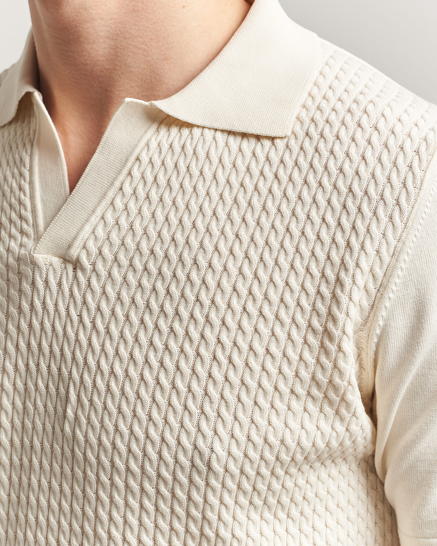 Heren | Polo's | Oscar Jacobson | Alf Structured Cotton Polo Off White