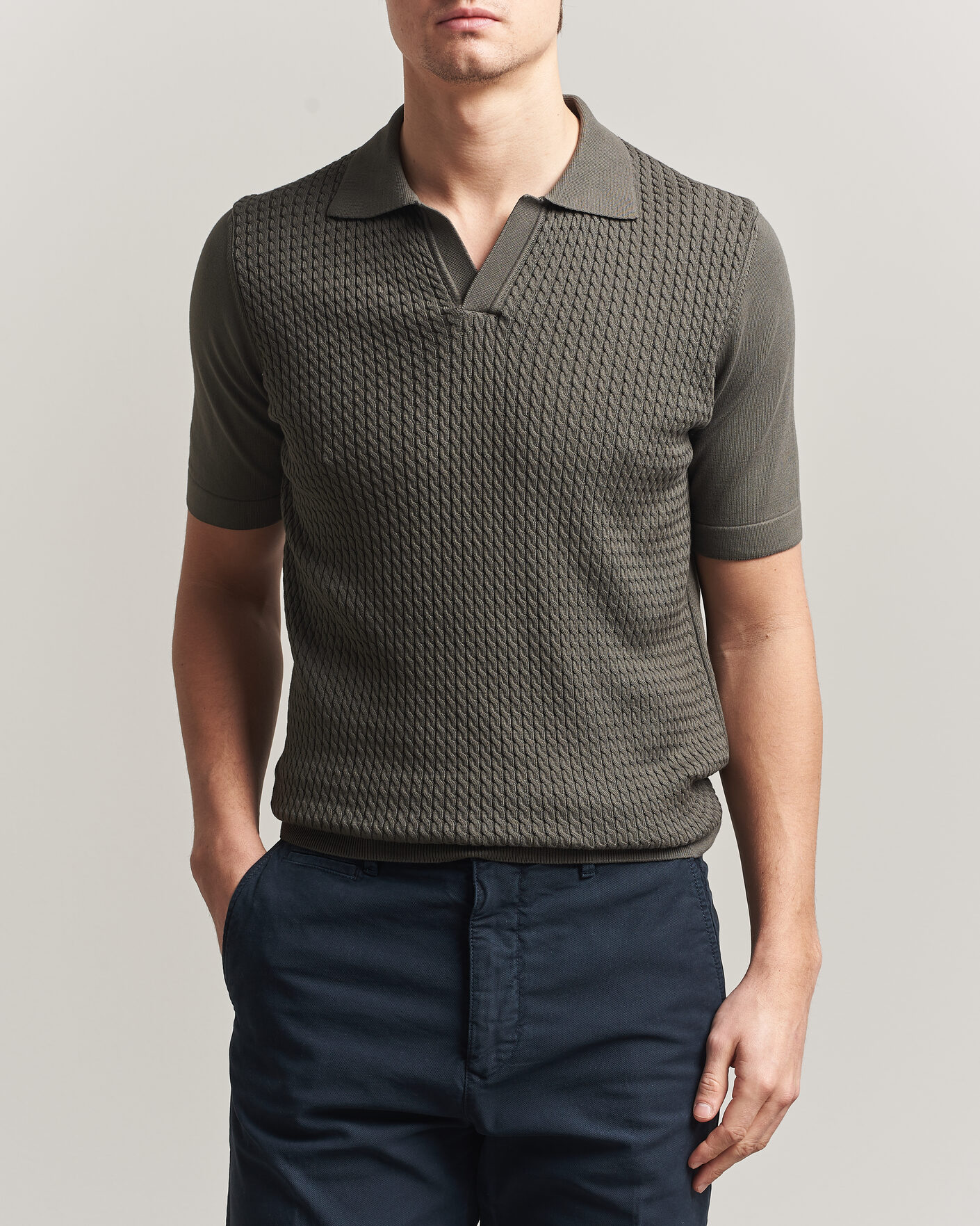 Heren | Polo's | Oscar Jacobson | Alf Structured Cotton Polo Green