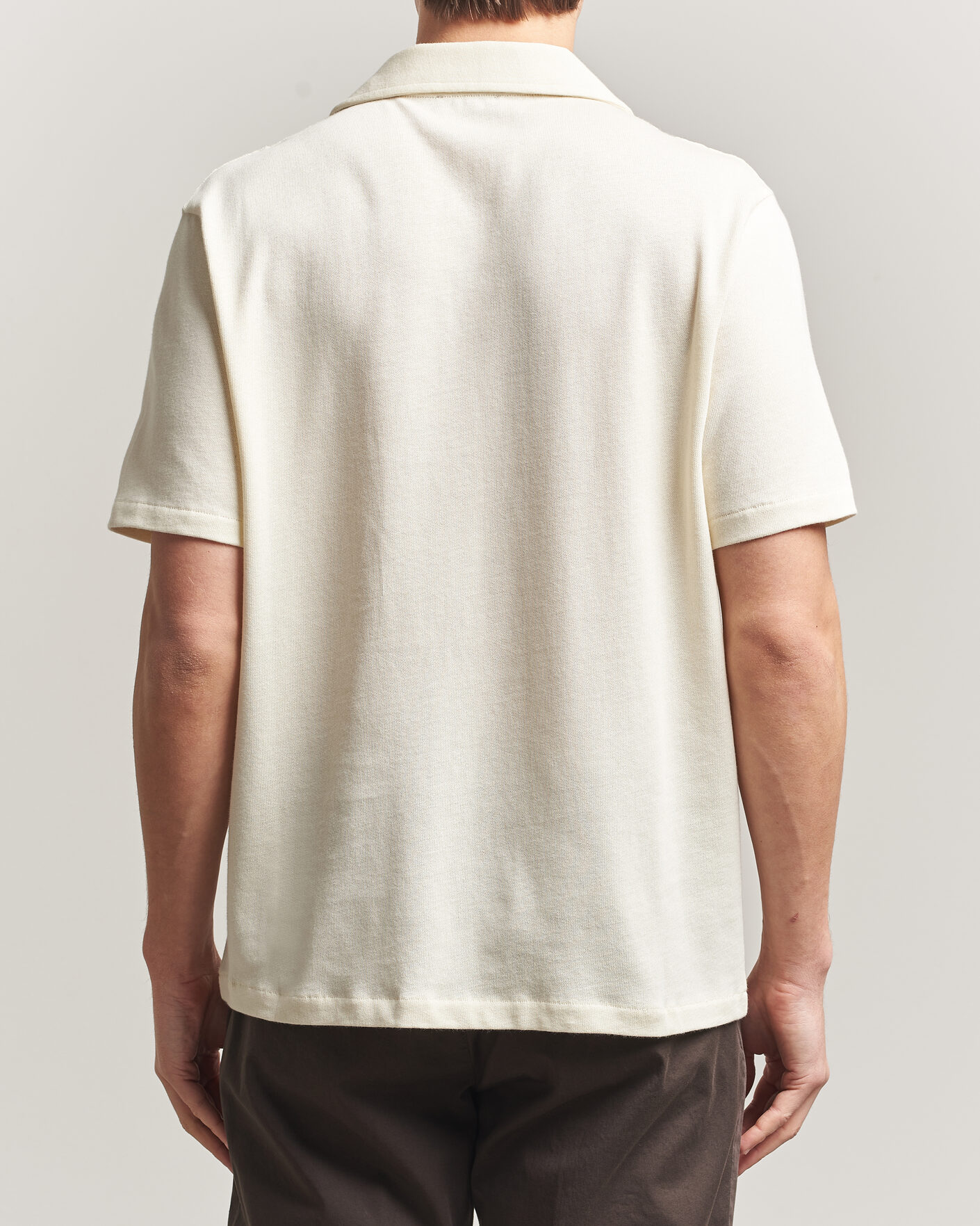 Heren | Overhemden | Oscar Jacobson | Kirk Knitted Short Sleeve Shirt Off White