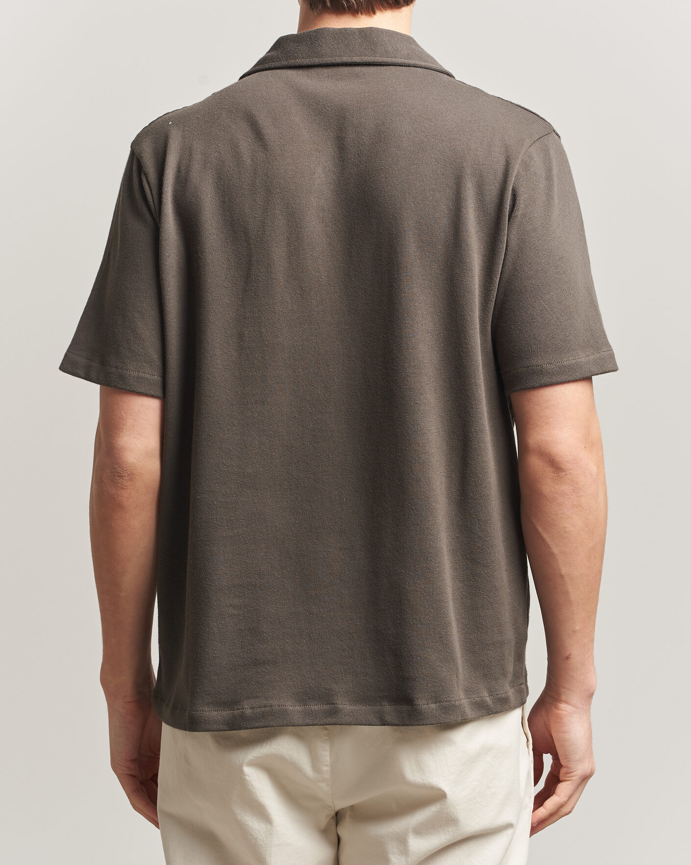 Heren | Overhemden | Oscar Jacobson | Kirk Knitted Short Sleeve Shirt Green