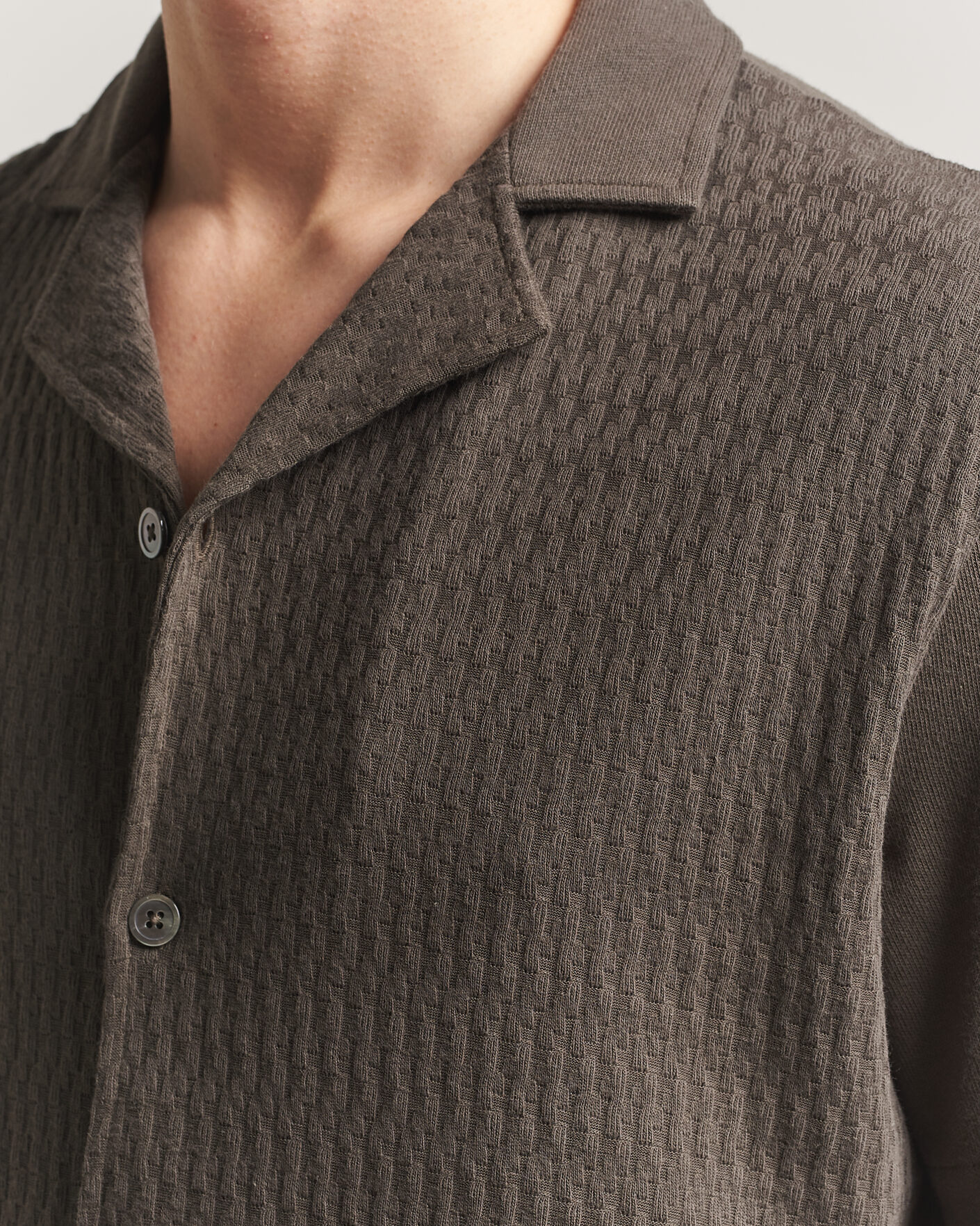 Heren | Overhemden | Oscar Jacobson | Kirk Knitted Short Sleeve Shirt Green