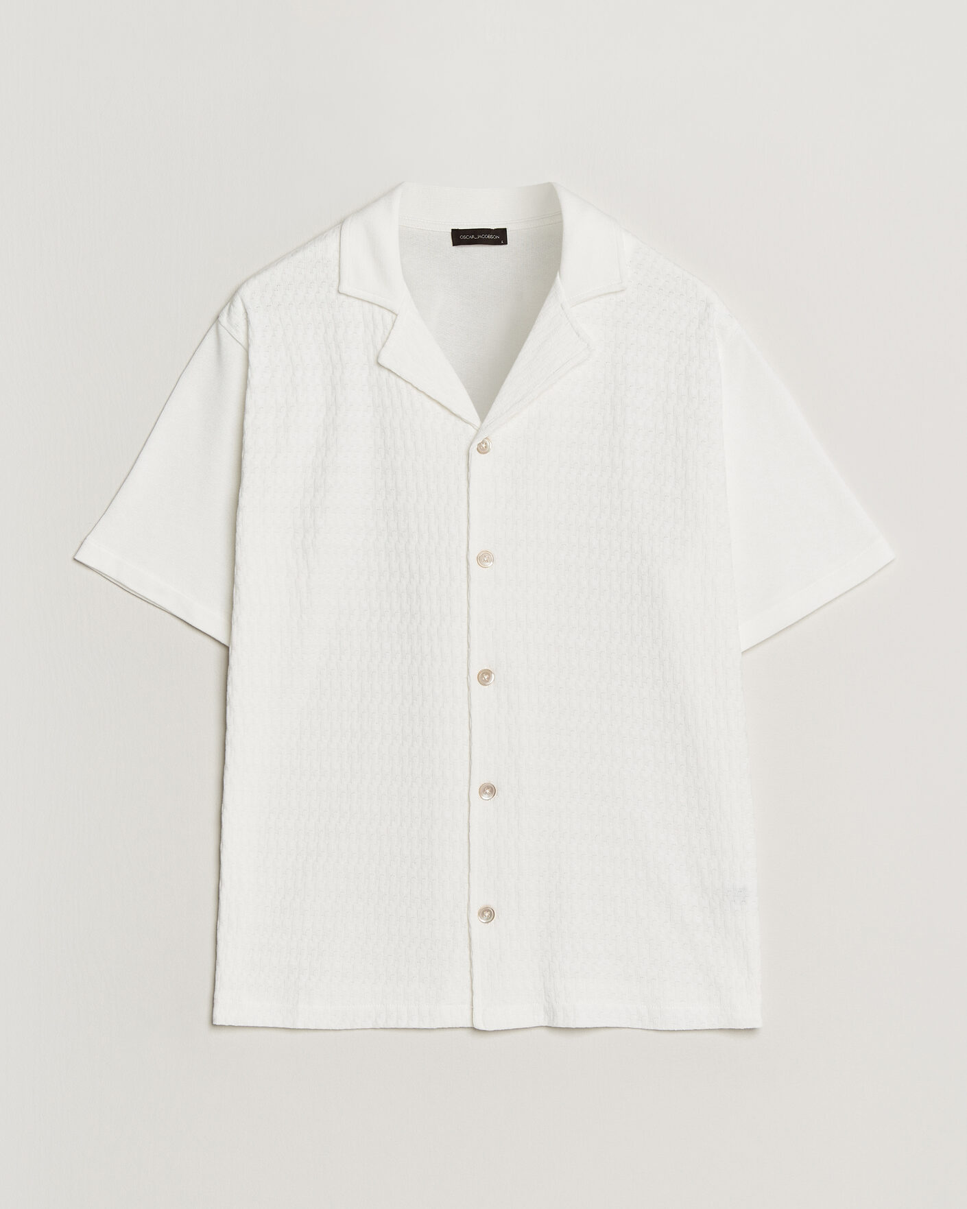 Heren | Overhemden | Oscar Jacobson | Kirk Knitted Short Sleeve Shirt Snow White