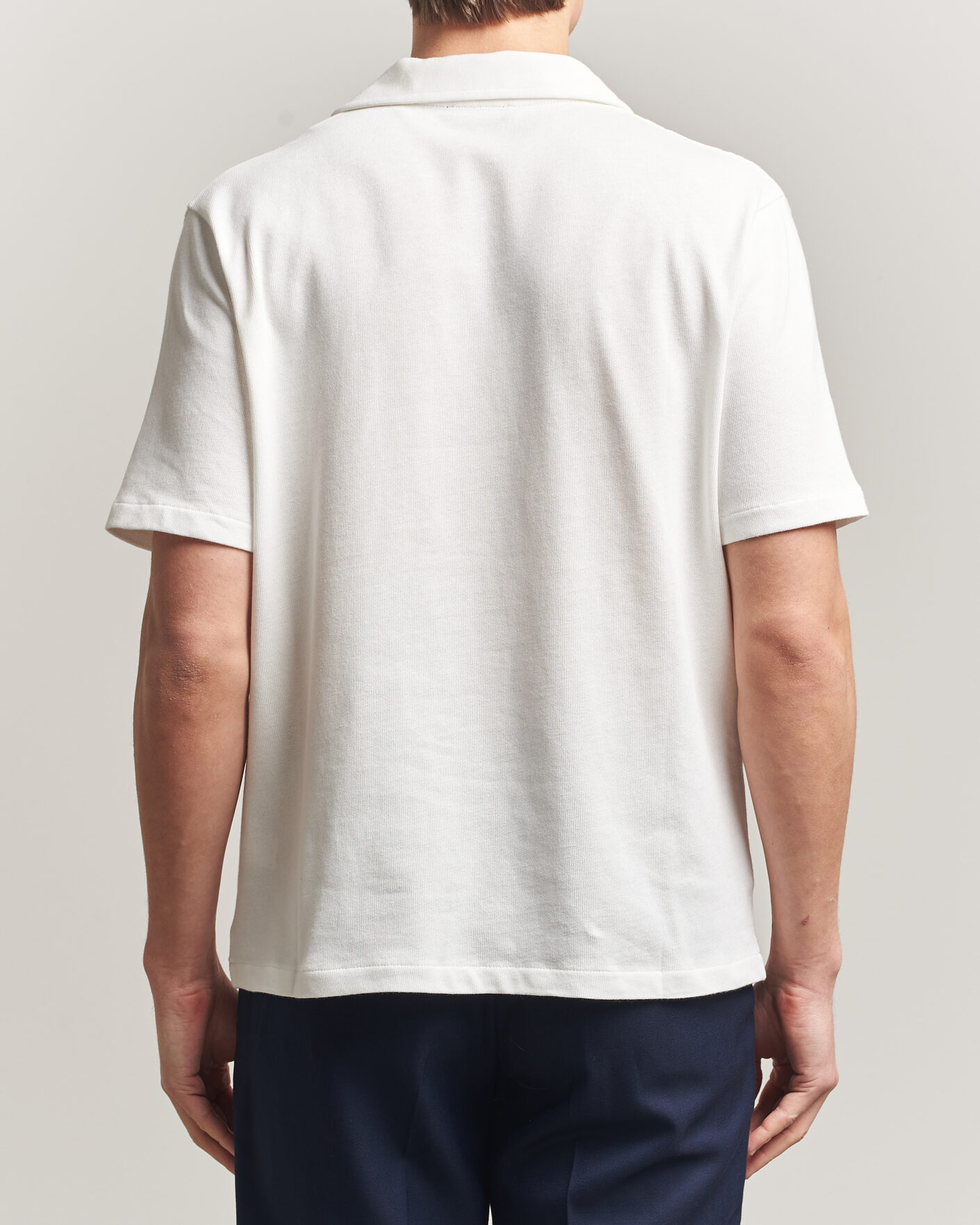 Heren | Overhemden | Oscar Jacobson | Kirk Knitted Short Sleeve Shirt Snow White