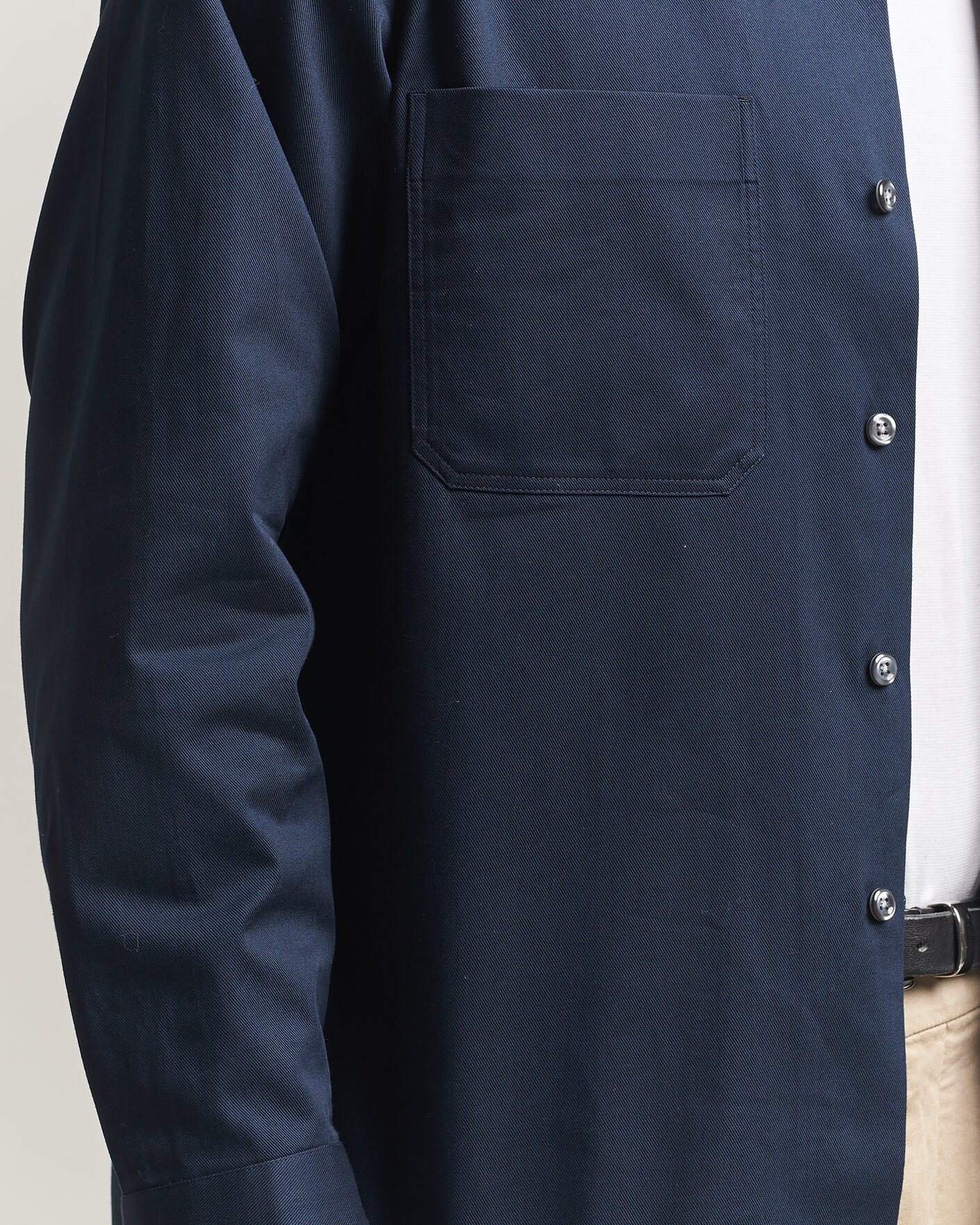 Heren | Overhemden | Oscar Jacobson | Straight Fit Bowling Collar Cotton Shirt Navy
