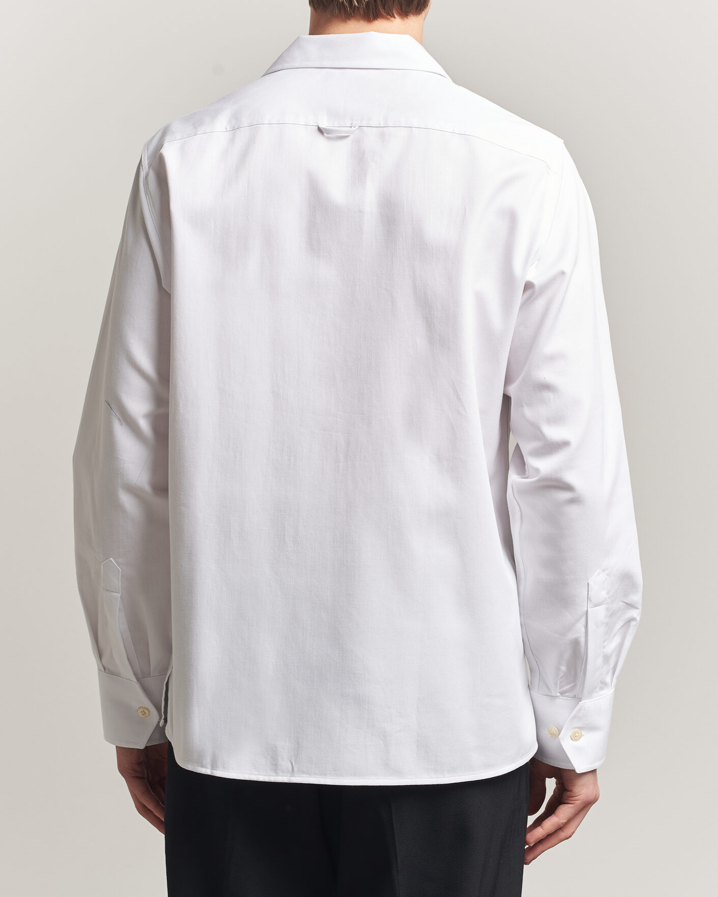 Heren | Overhemden | Oscar Jacobson | Straight Fit Bowling Collar Cotton Shirt White