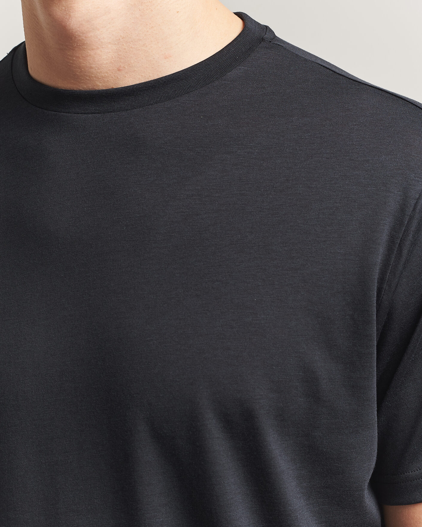 Heren | T-shirts | Oscar Jacobson | Kim Lyocel/Cotton T-Shirt Black