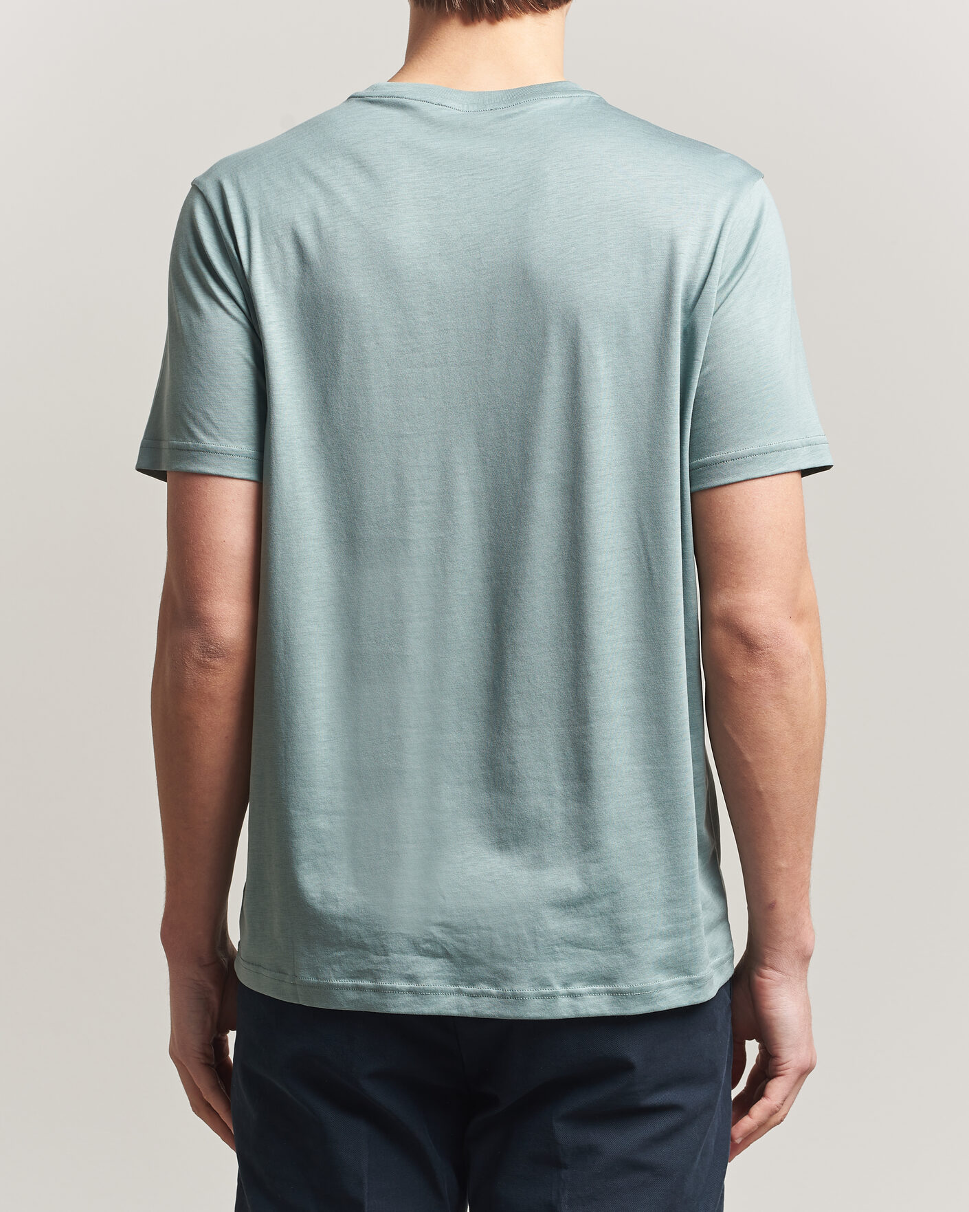 Heren | T-shirts | Oscar Jacobson | Kim Lyocel/Cotton T-Shirt Soft Green