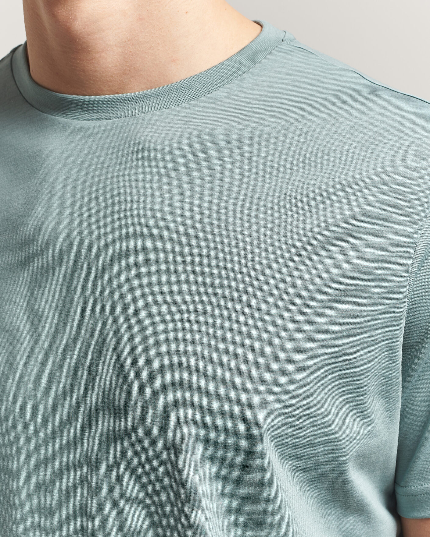 Heren | T-shirts | Oscar Jacobson | Kim Lyocel/Cotton T-Shirt Soft Green