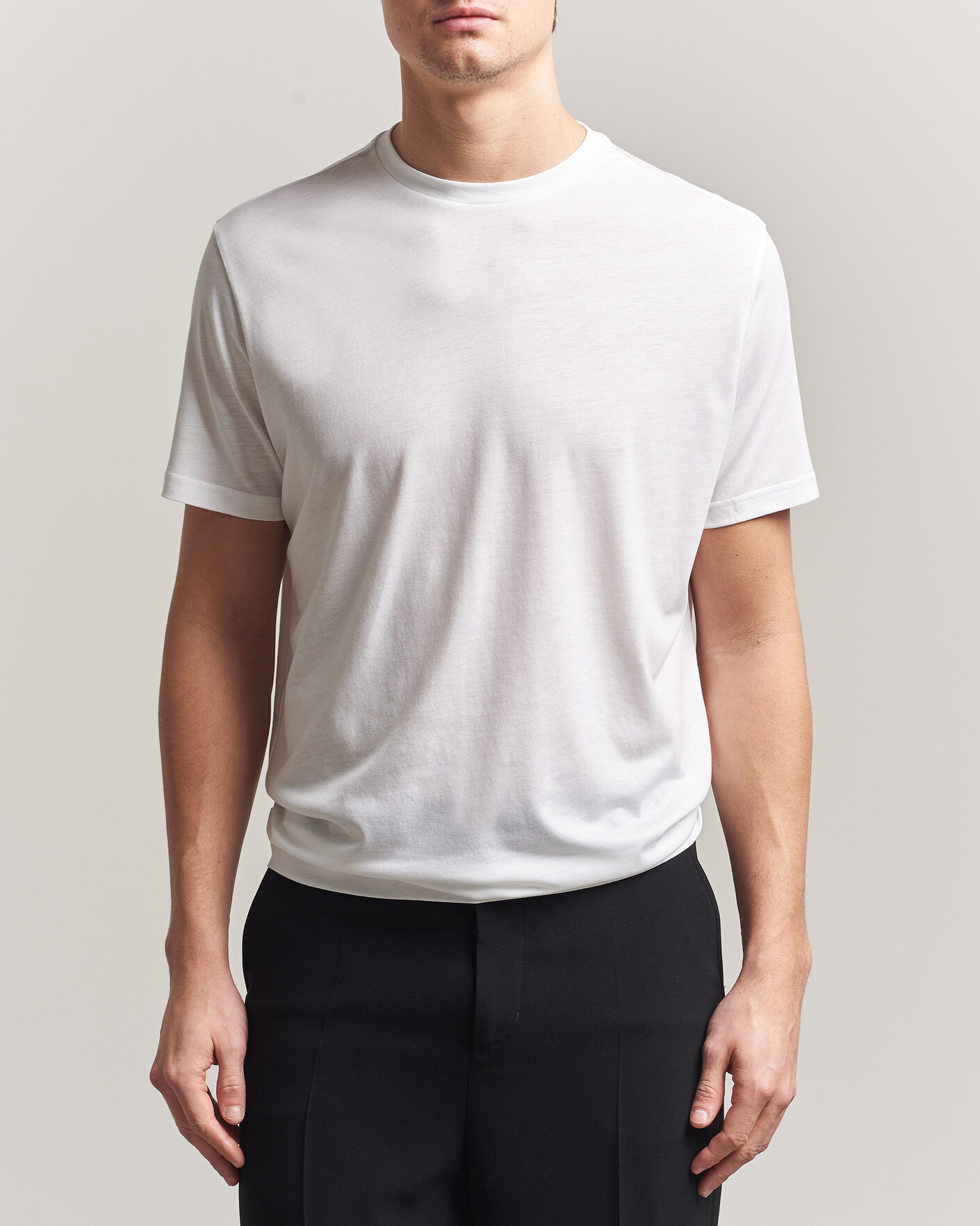 Heren | T-shirts | Oscar Jacobson | Kim Lyocel/Cotton T-Shirt White