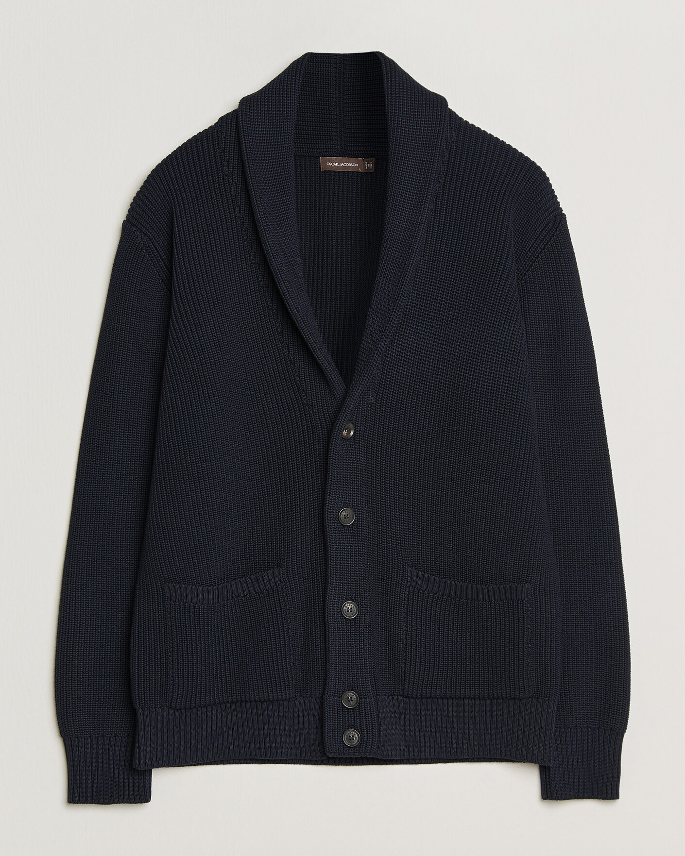 Heren | Truien | Oscar Jacobson | Roland Knitted Cotton Cardigan Navy