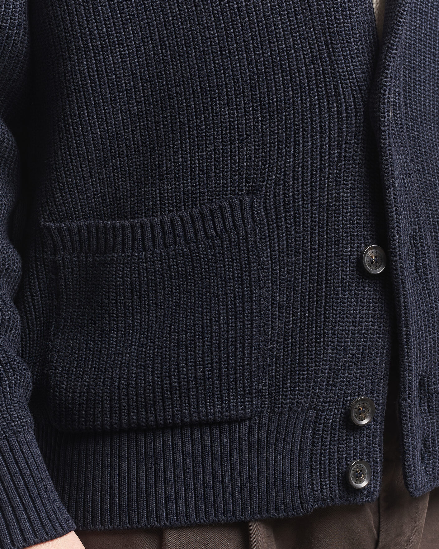 Heren | Truien | Oscar Jacobson | Roland Knitted Cotton Cardigan Navy