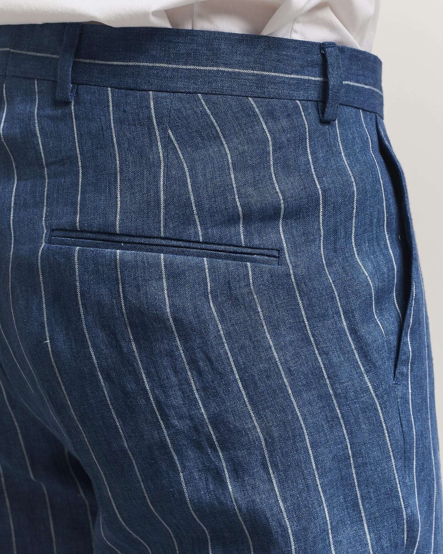 Heren | Broeken | Oscar Jacobson | Dandy Striped Linen Trousers Blue