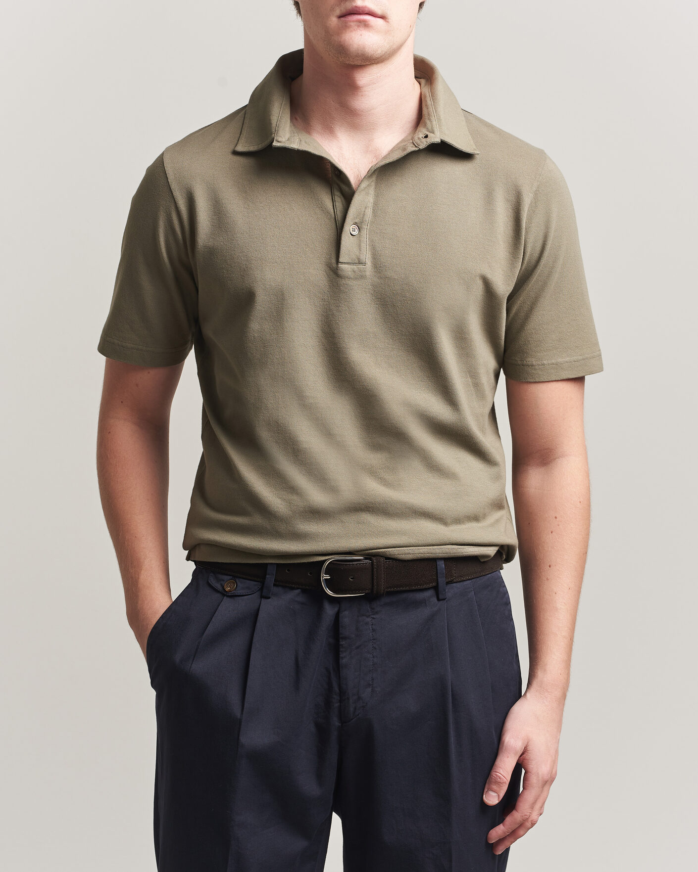 Heren | Polo's | Zanone | Soft Cotton Piquet Polo Taupe