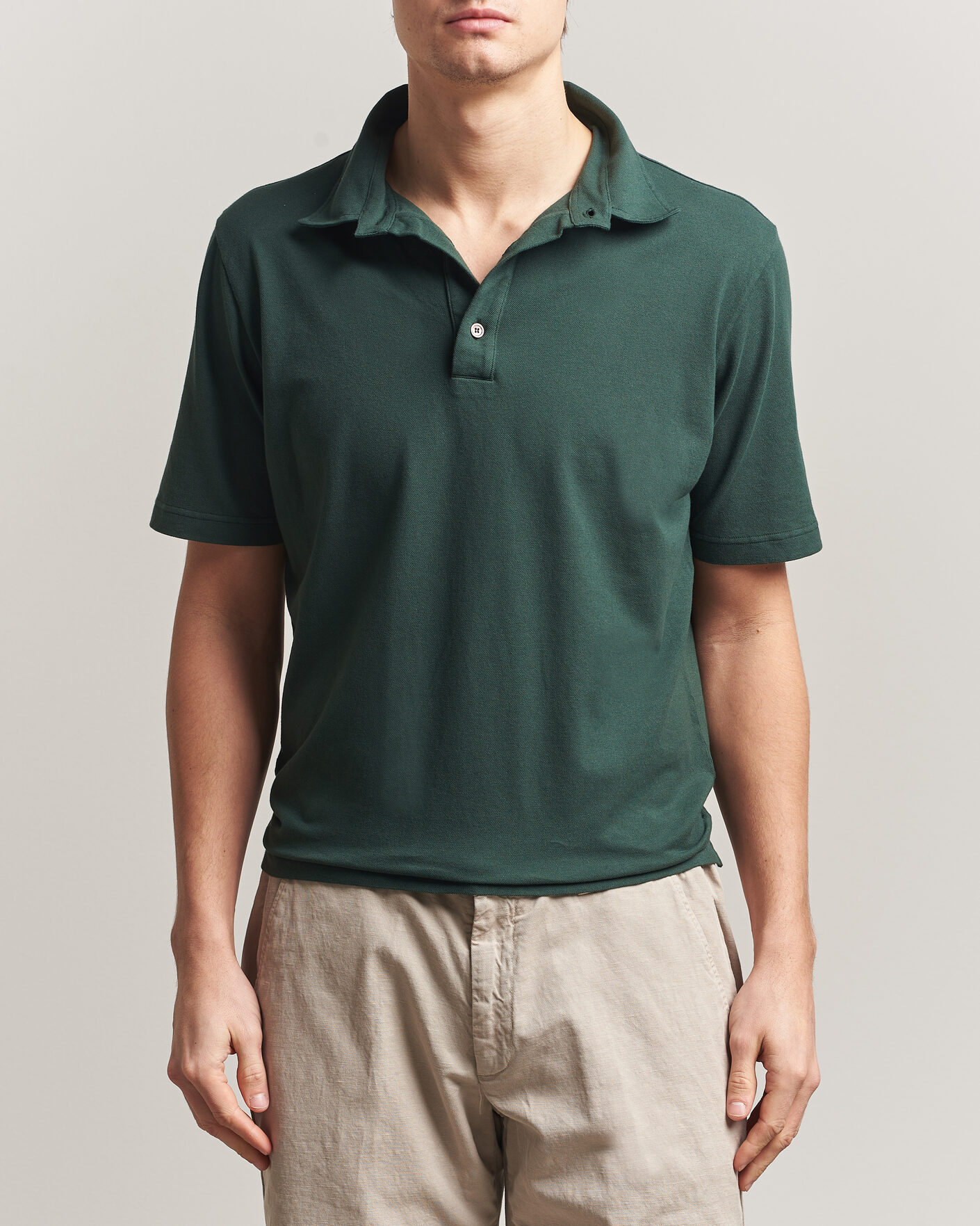 Heren | Polo's | Zanone | Soft Cotton Piquet Polo Dark Green