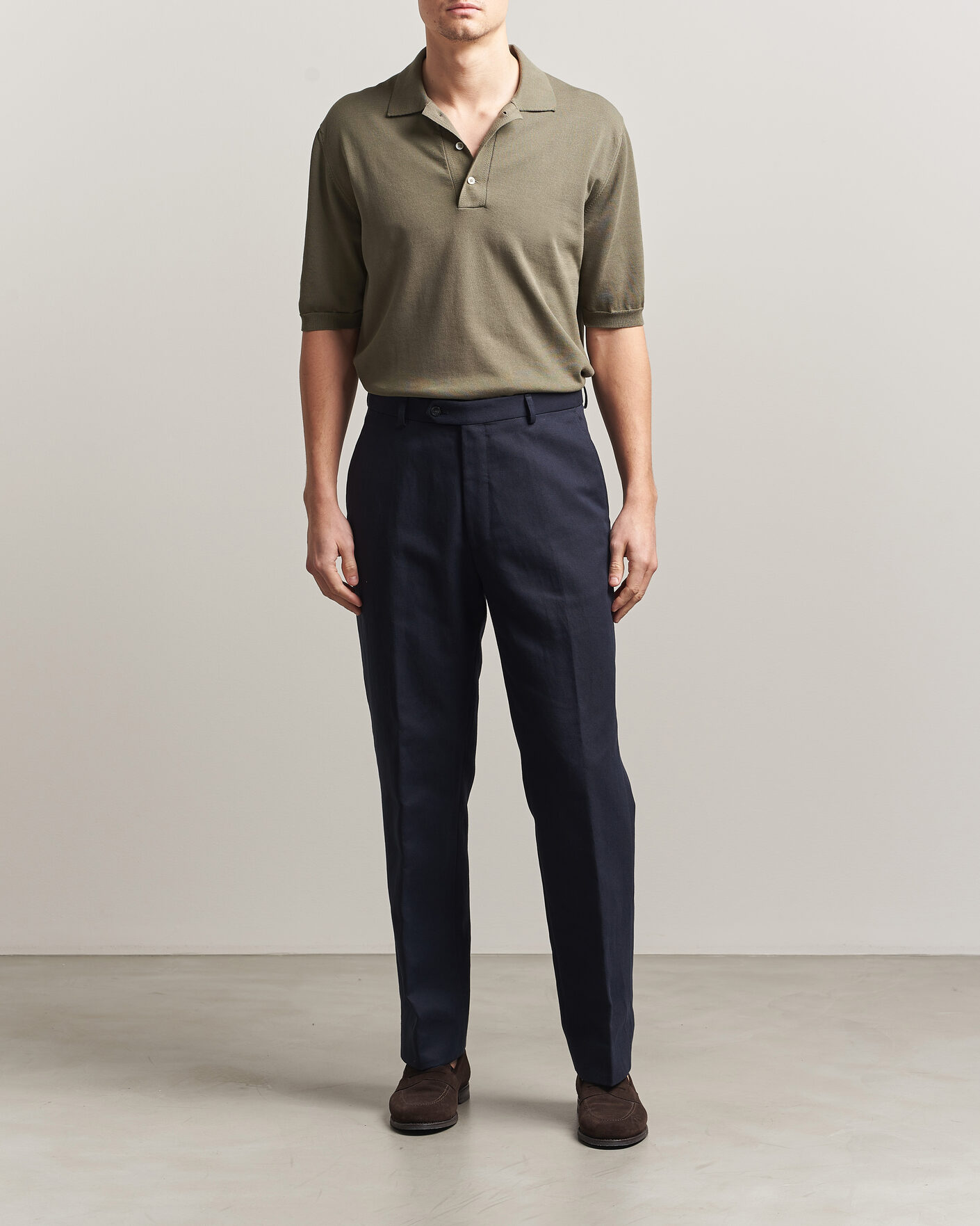 Heren | Polo's | Zanone | Knitted Cotton Polo Olive
