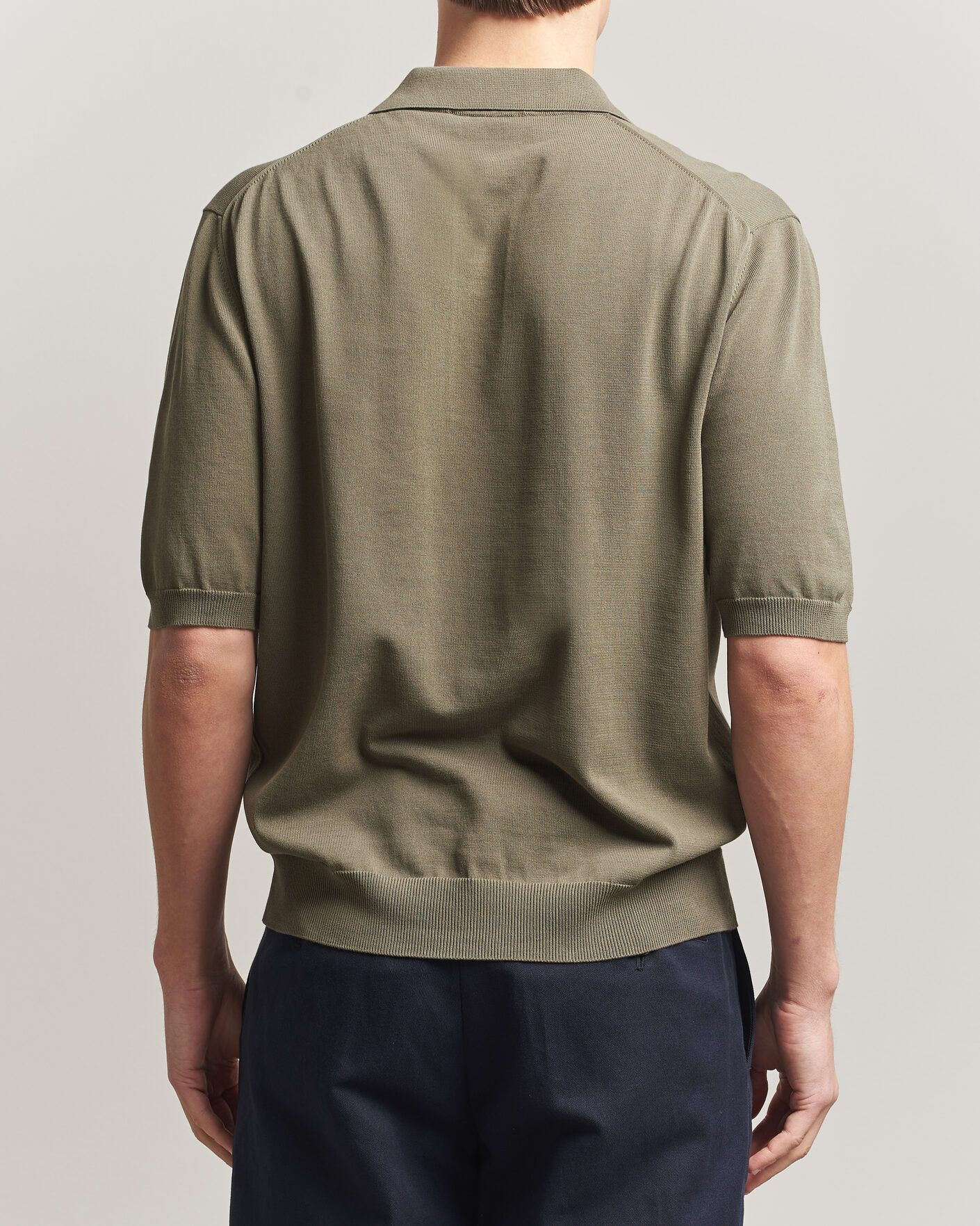 Heren | Polo's | Zanone | Knitted Cotton Polo Olive