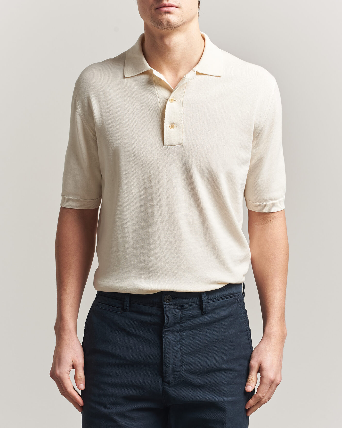 Heren | Polo's | Zanone | Knitted Cotton Polo Off White