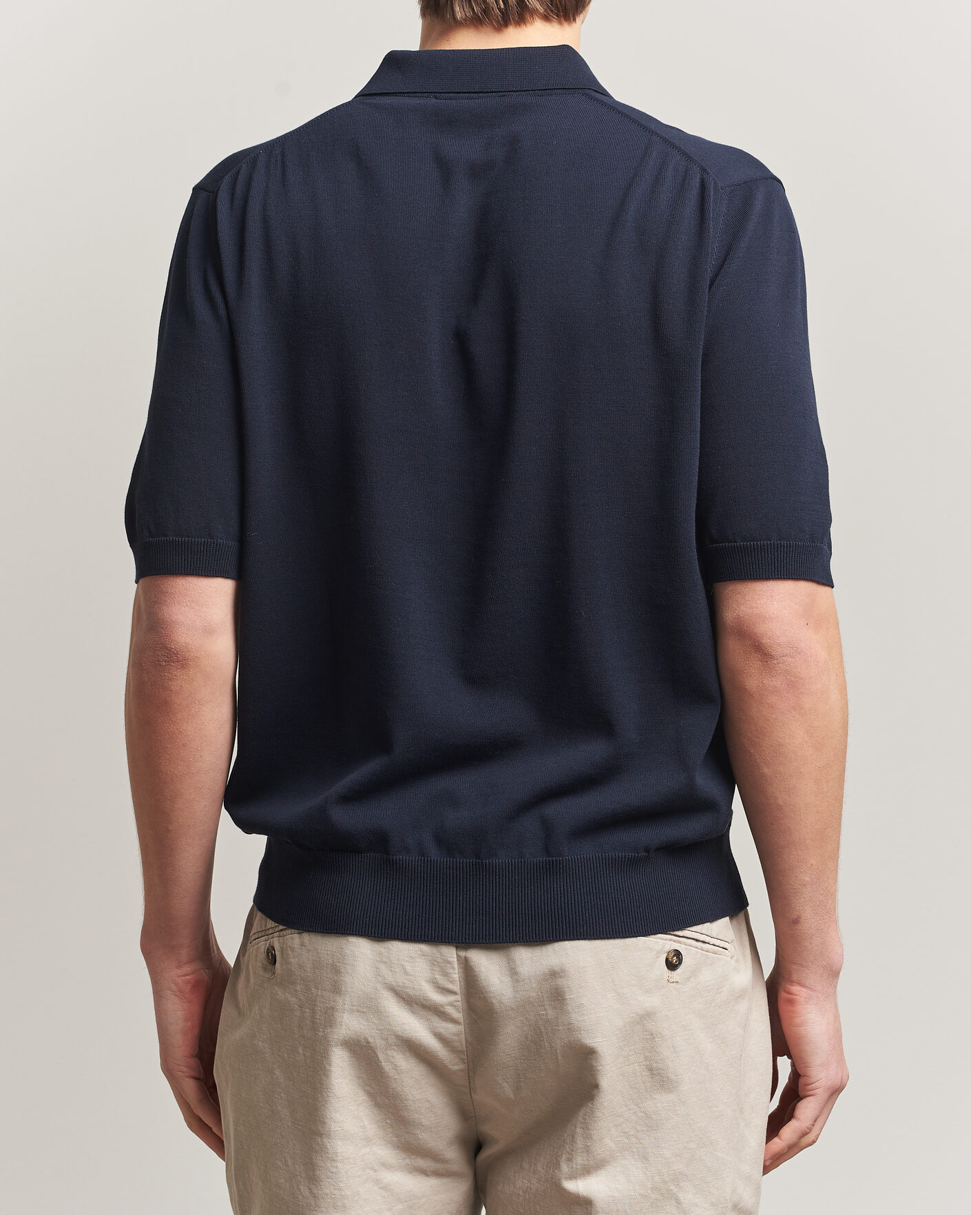 Heren | Polo's | Zanone | Knitted Cotton Polo Navy