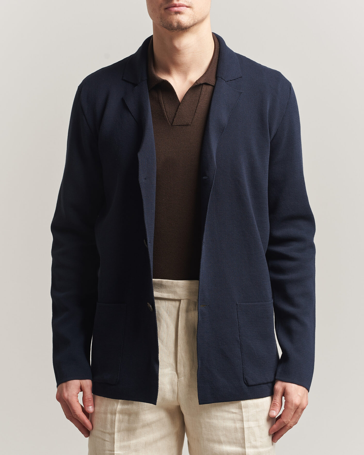 Heren | Blazers | Zanone | Knitted Cotton Blazer Navy