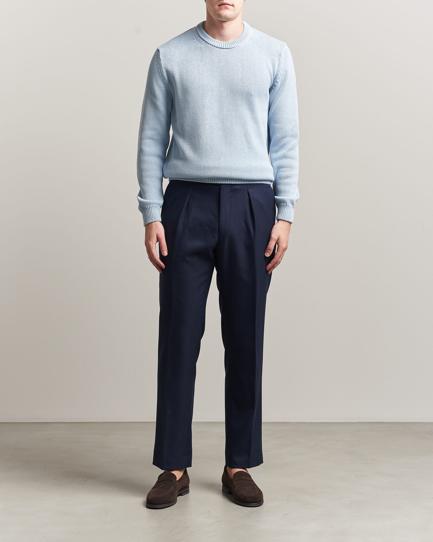 Heren | Truien | Zanone | Soft Cotton Crew Neck Sweater Sky Blue