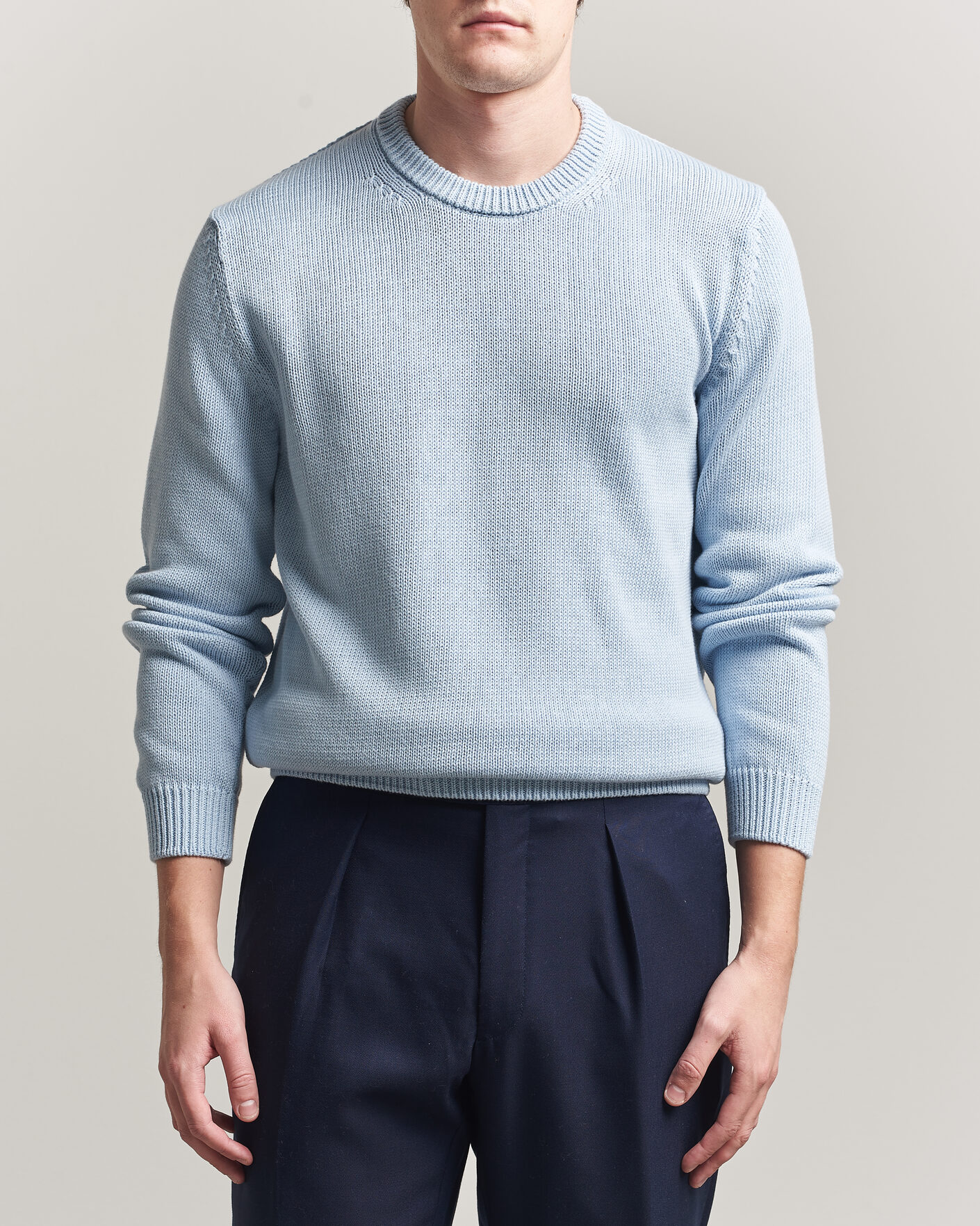 Heren | Truien | Zanone | Soft Cotton Crew Neck Sweater Sky Blue