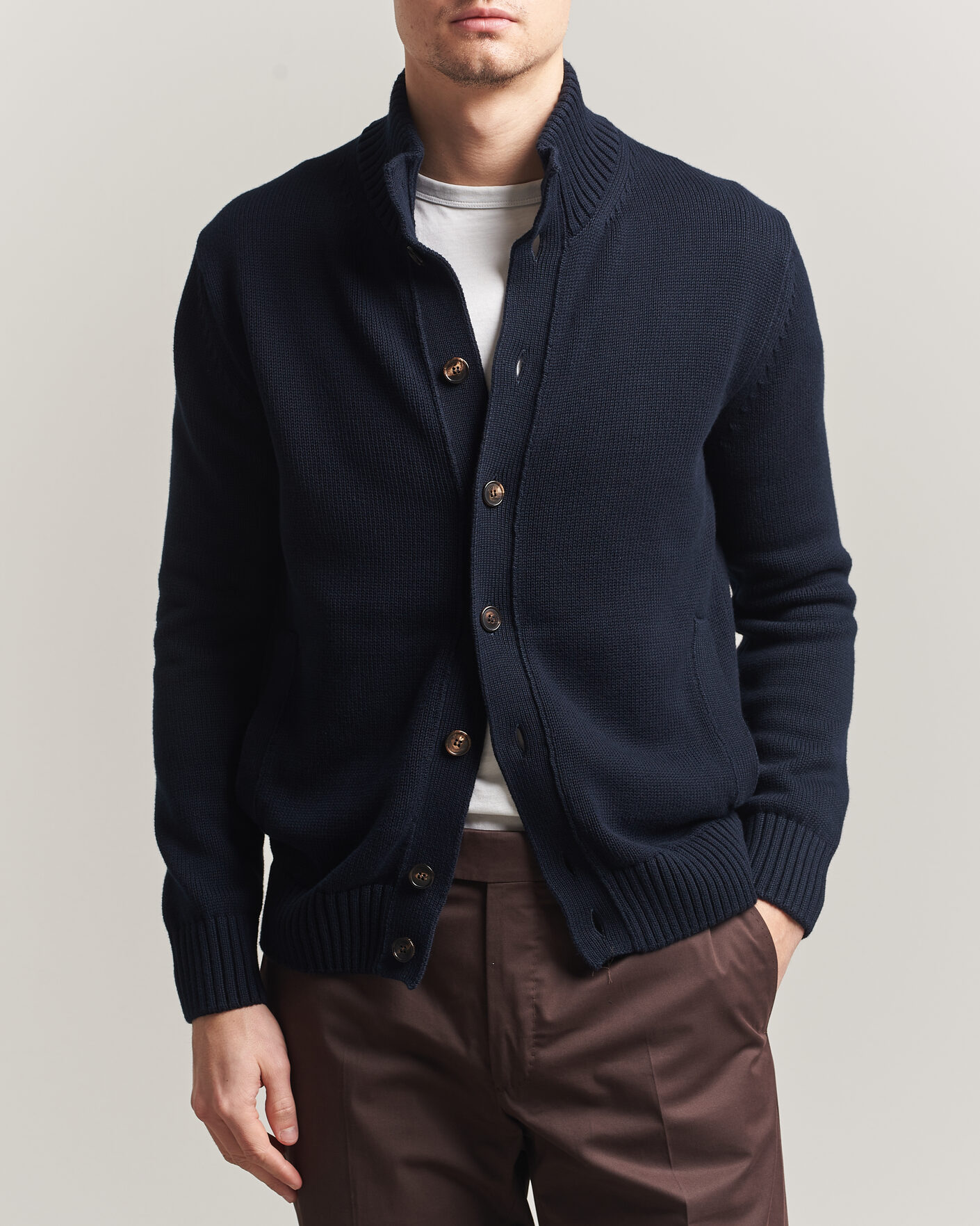 Heren | Truien | Zanone | Soft Cotton Chioto Cardigan Navy