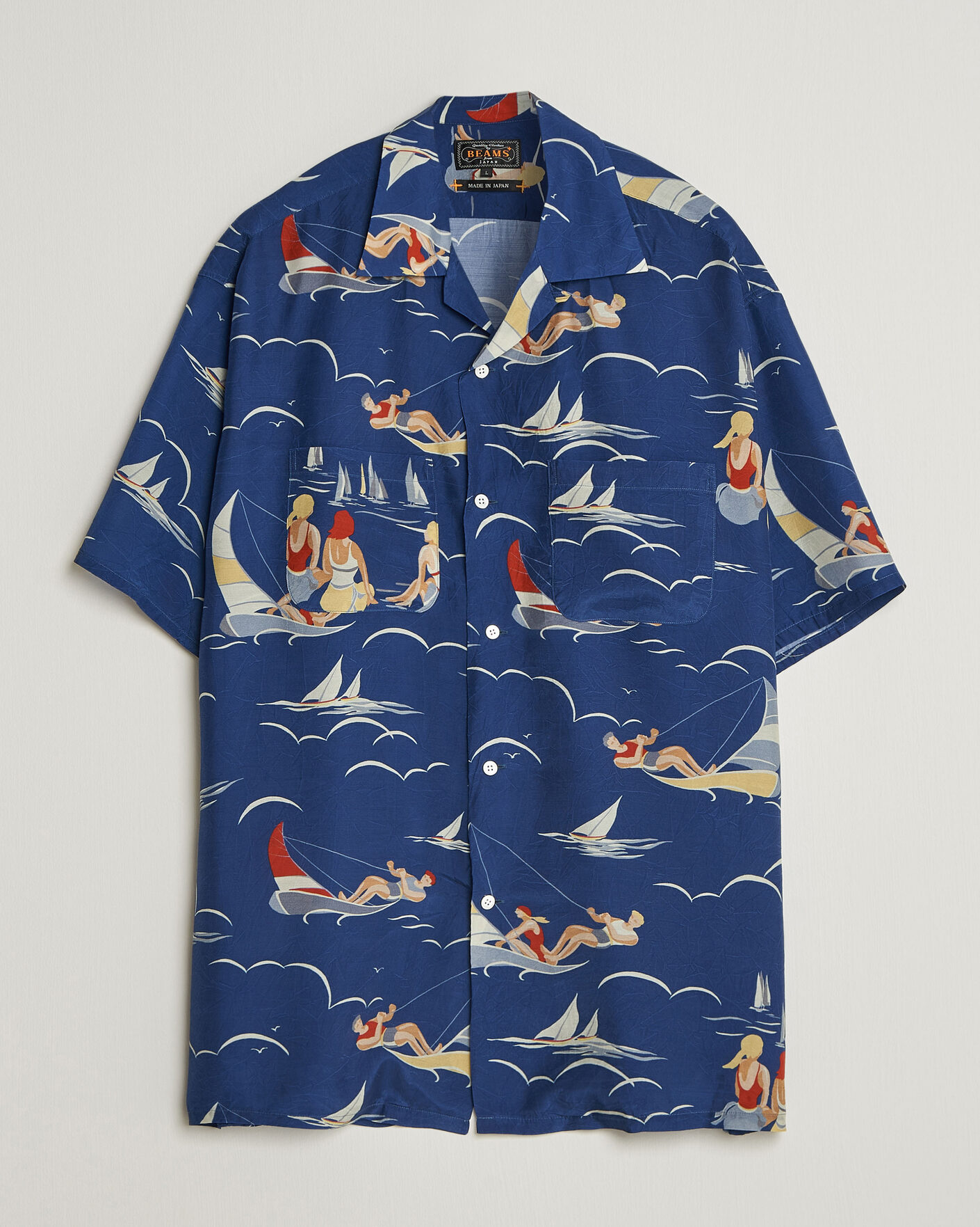Heren | Overhemden | BEAMS PLUS | Holiday Print Camp Shirt Navy