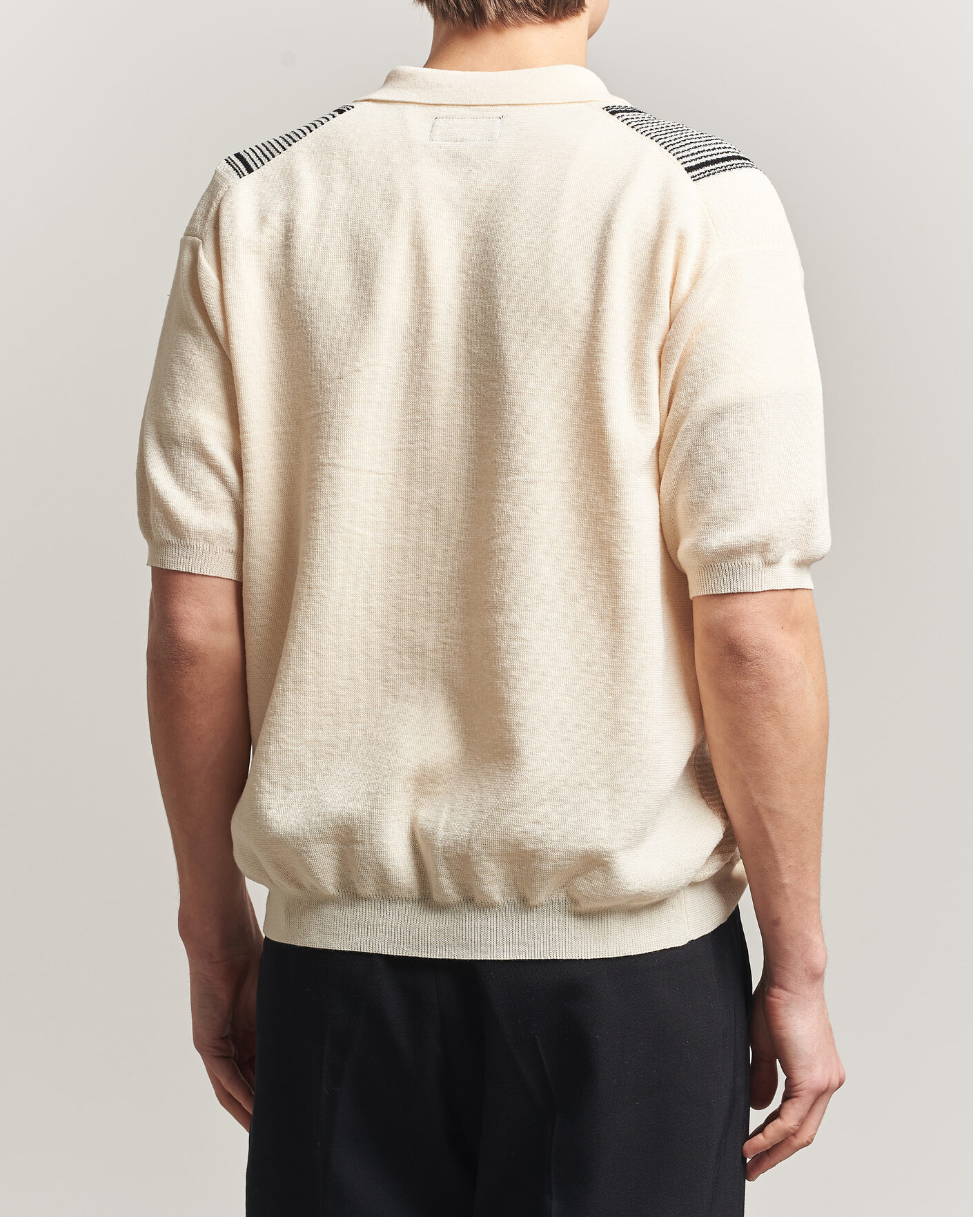 Heren | Polo's | BEAMS PLUS | Zip Knit Striped Polo Off White