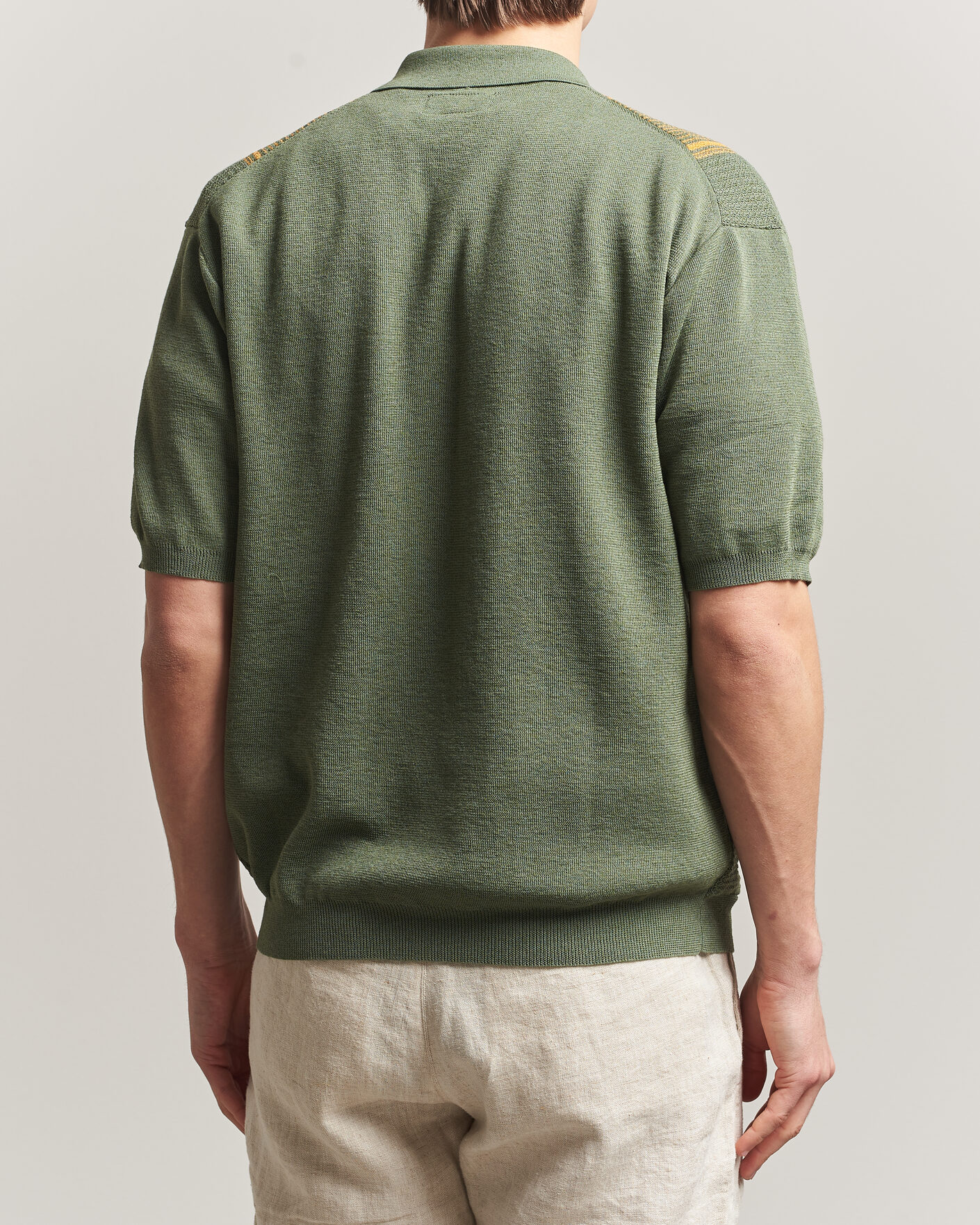 Heren | Polo's | BEAMS PLUS | Zip Knit Striped Polo Olive