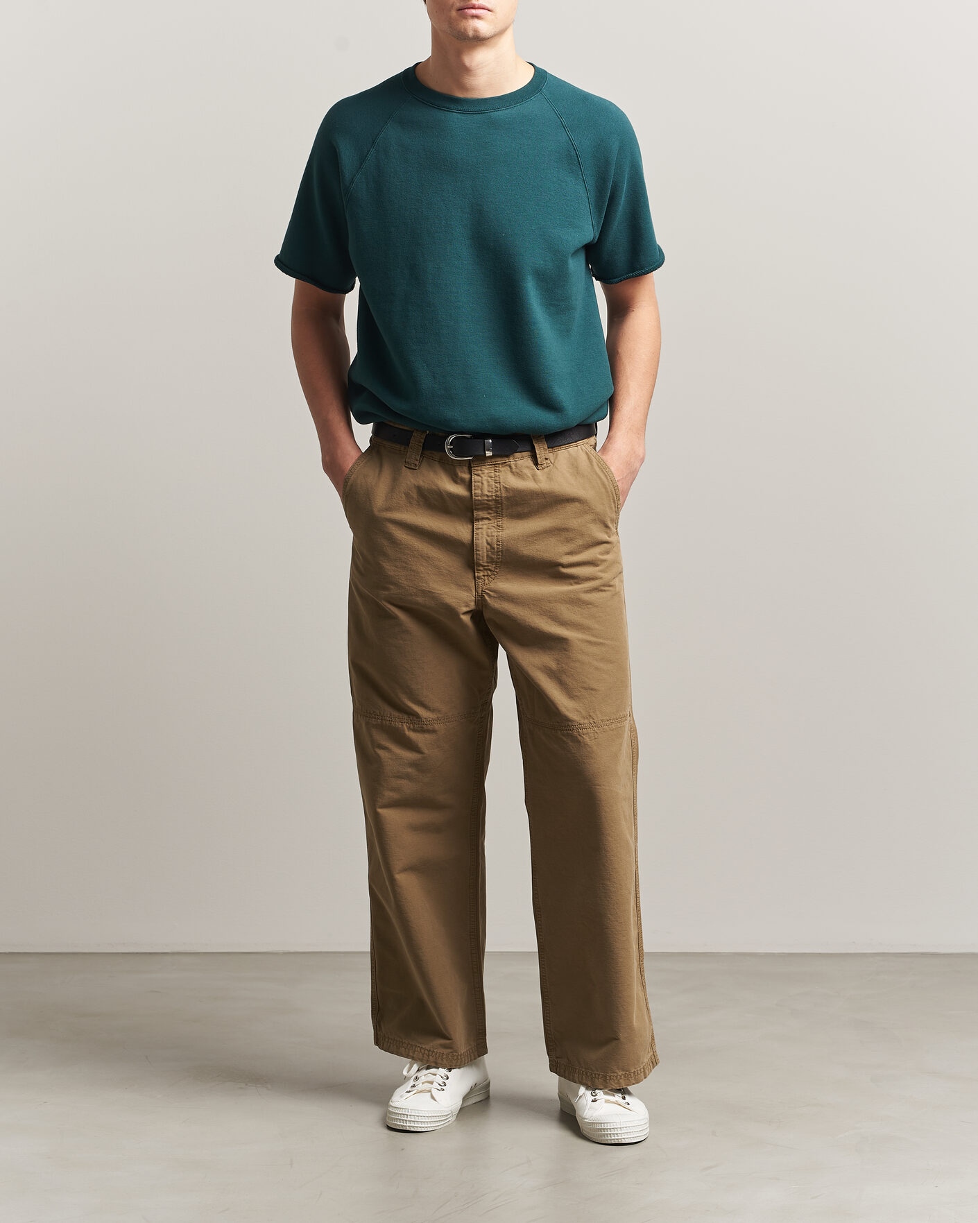 Heren | T-shirts | BEAMS PLUS | Short Sleeve Cut Off Sweat Dark Green