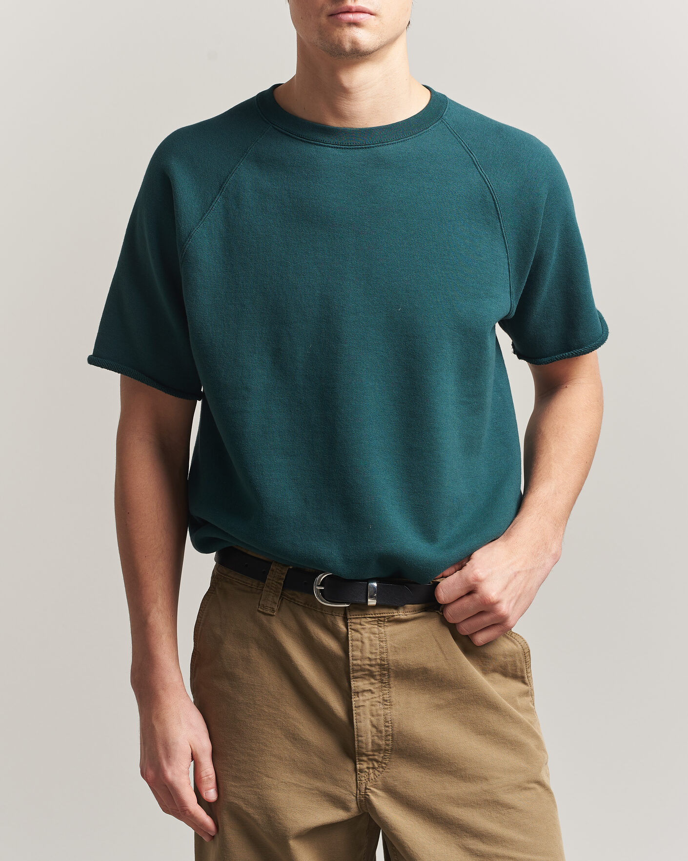 Heren | T-shirts | BEAMS PLUS | Short Sleeve Cut Off Sweat Dark Green