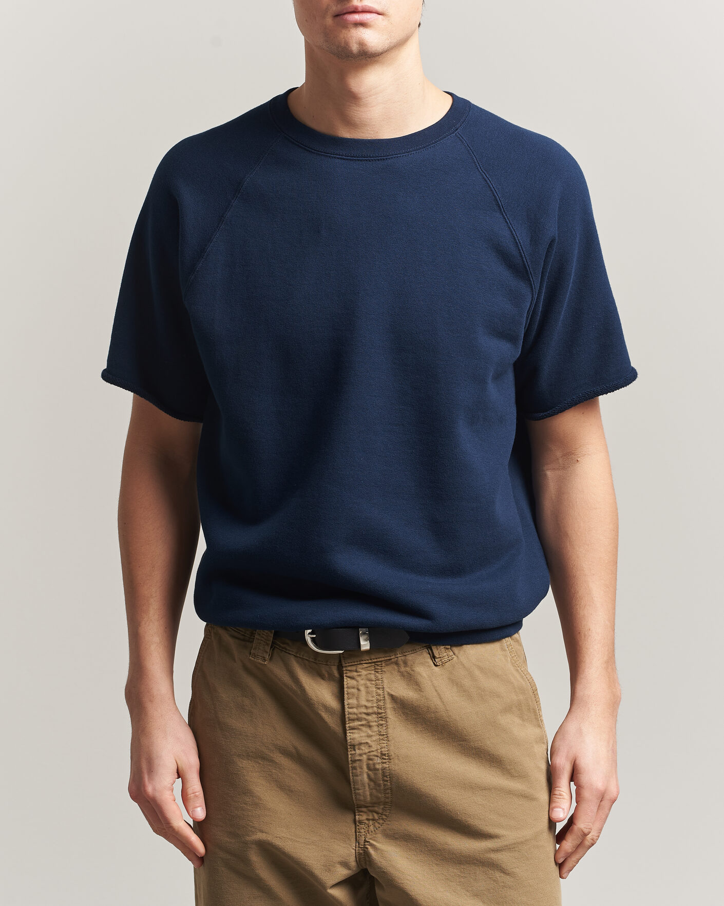 Heren | T-shirts | BEAMS PLUS | Short Sleeve Cut Off Sweat Navy