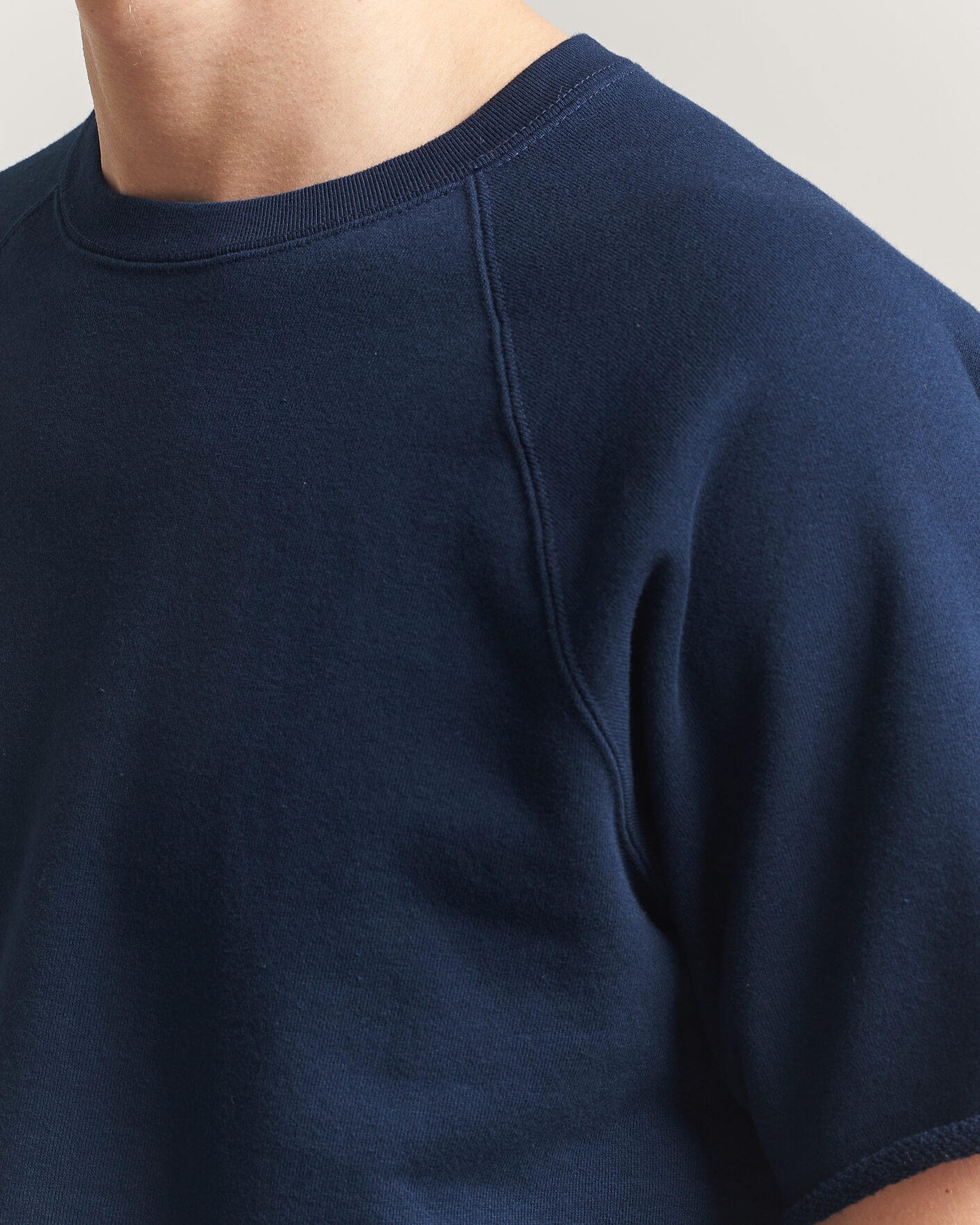 Heren | T-shirts | BEAMS PLUS | Short Sleeve Cut Off Sweat Navy